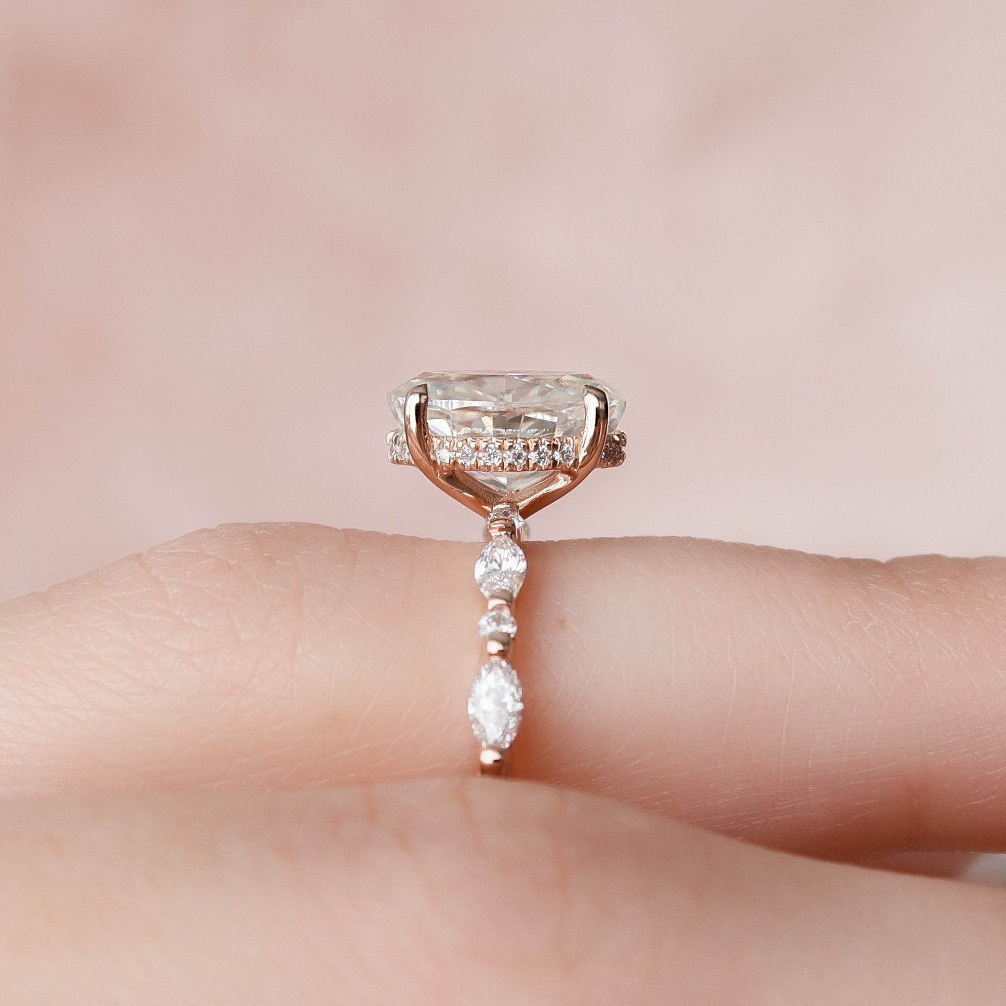 Oval Pave Moissanite Ring