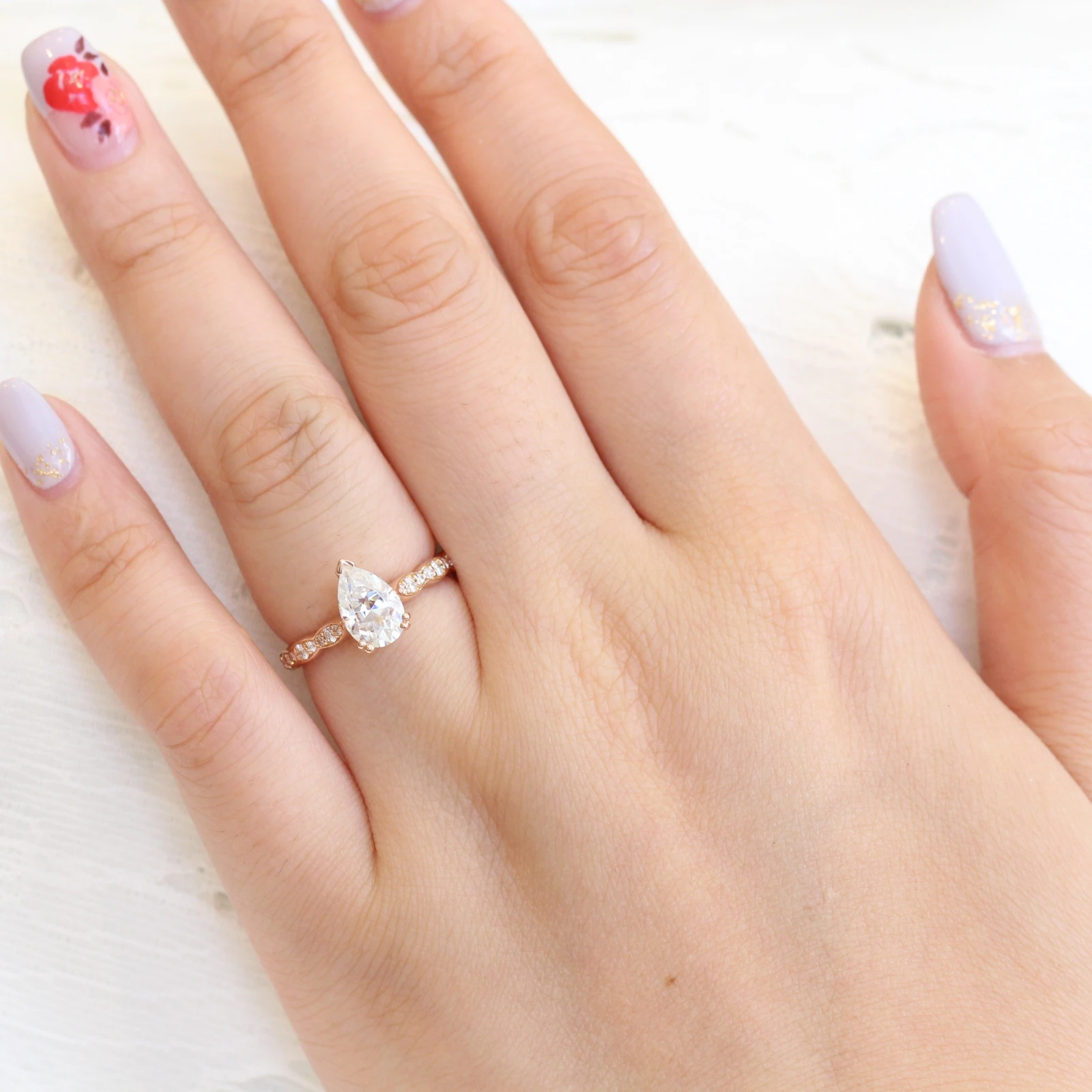 Pear Cut Moissanite Ring