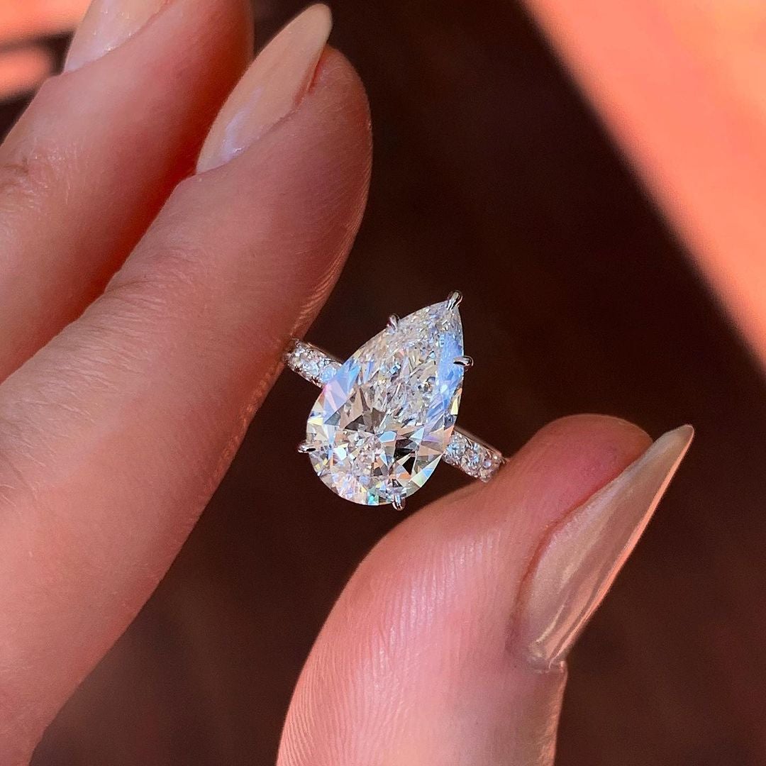 Pear Cut Moissanite Engagement Ring