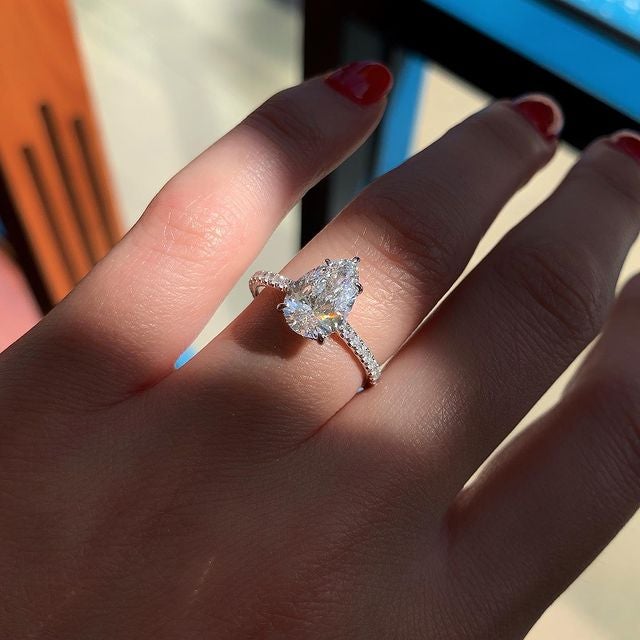 Hidden Halo Pear Ring