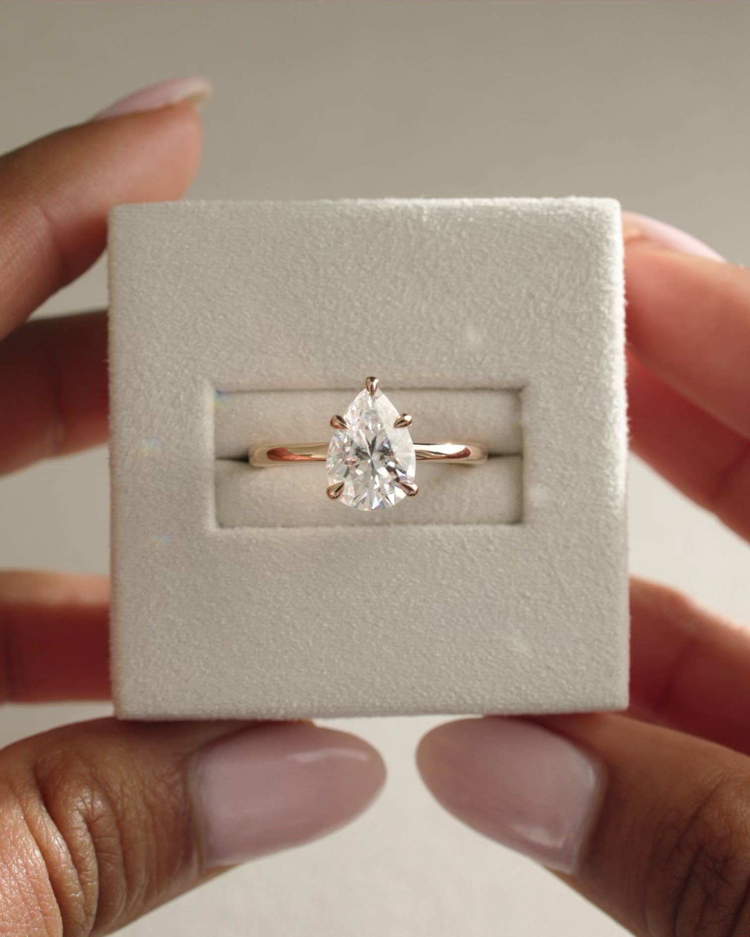 1.50CT pear cut moissanite ring, pear cut hidden halo engagement ring, hidden halo moissanite ring, pear shaped moissanite solitaire