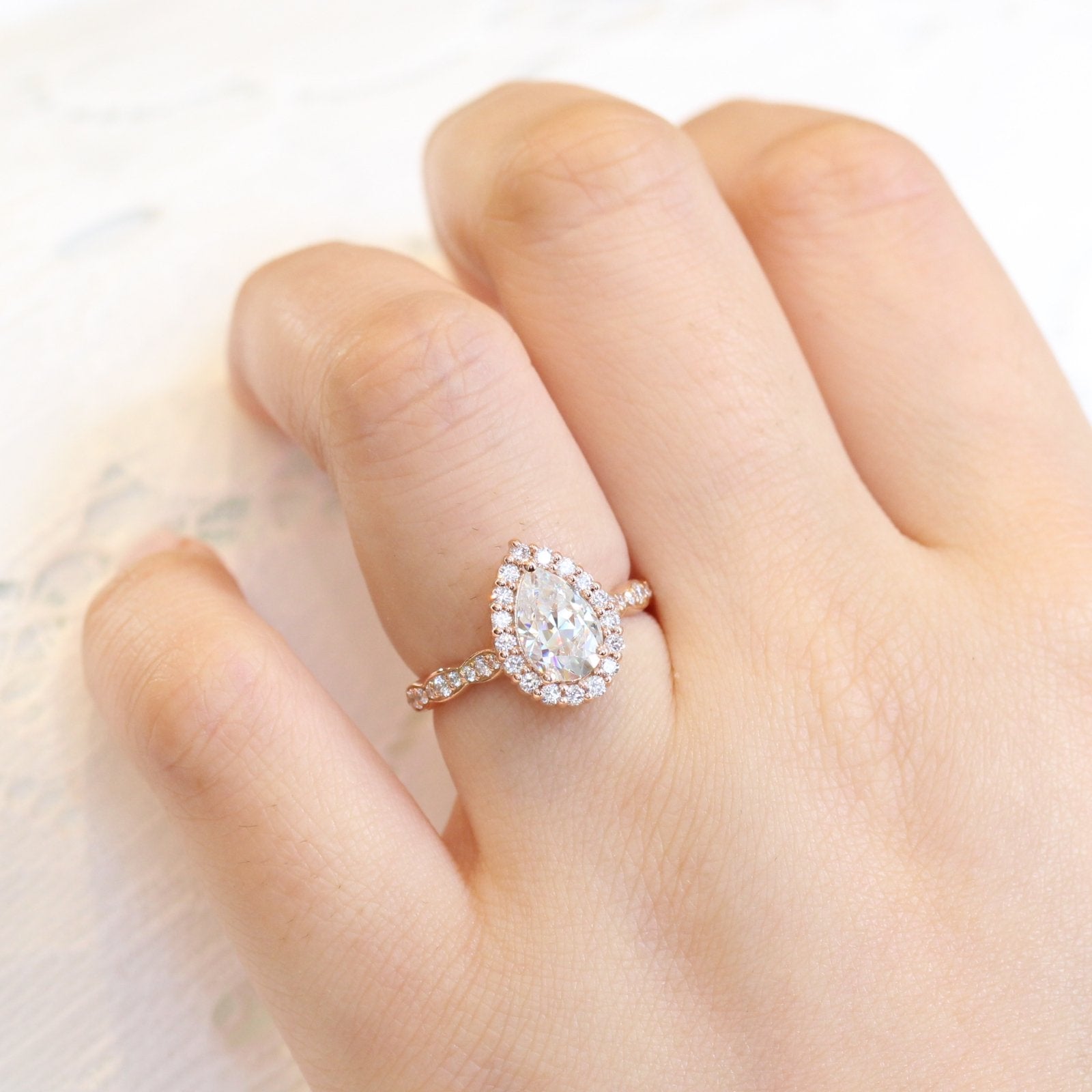 Pear Cut Moissanite Ring