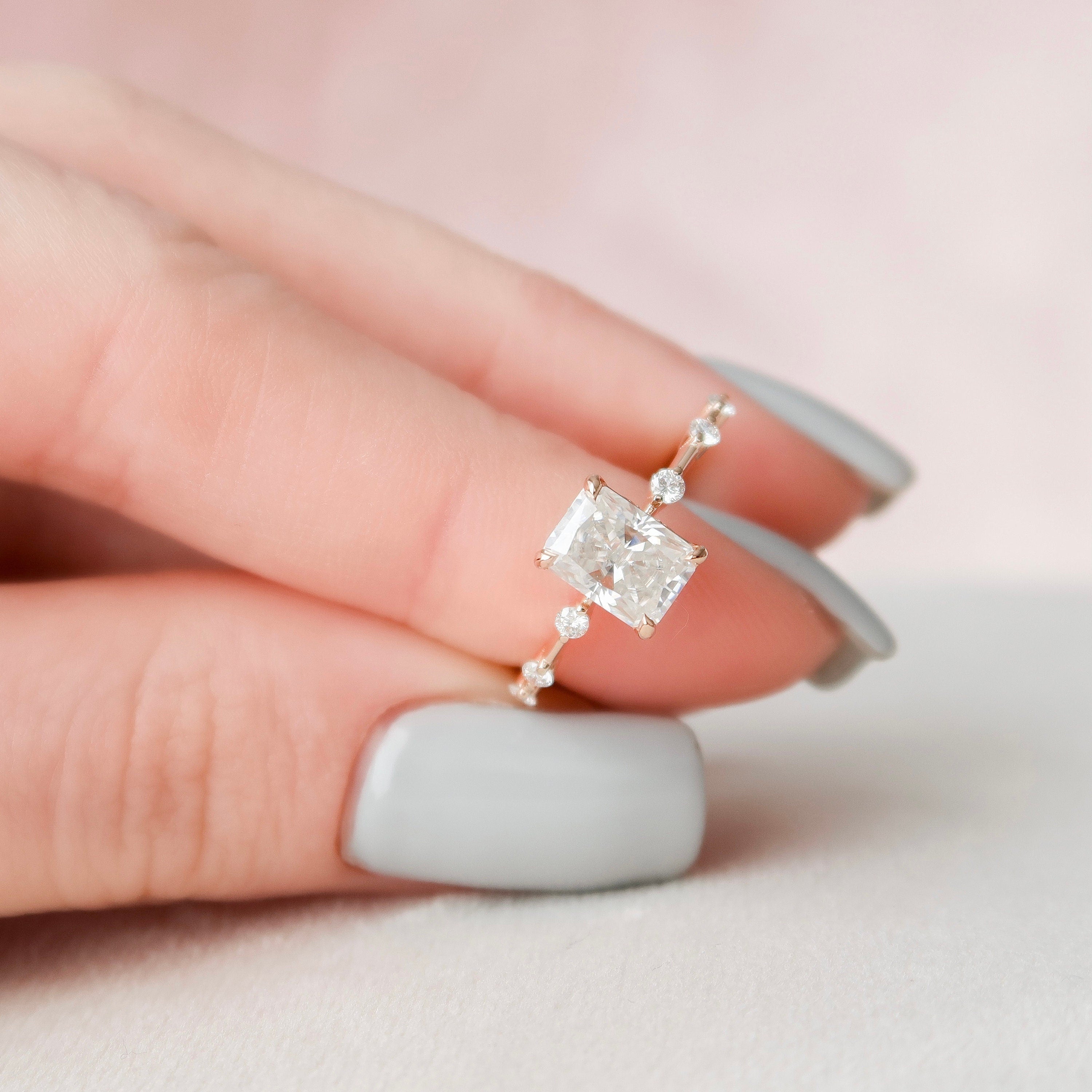 Radiant Cut Moissanite Engagement Ring