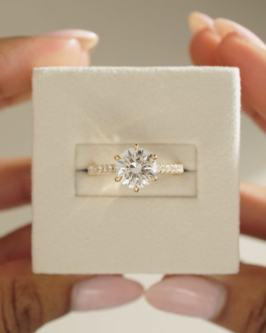 1.50CT round brilliant moissanite ring, round brilliant pave engagement ring, pave setting moissanite ring, round cut moissanite engagement ring, 1.50 carat moissanite pave ring, classic round moissanite ring