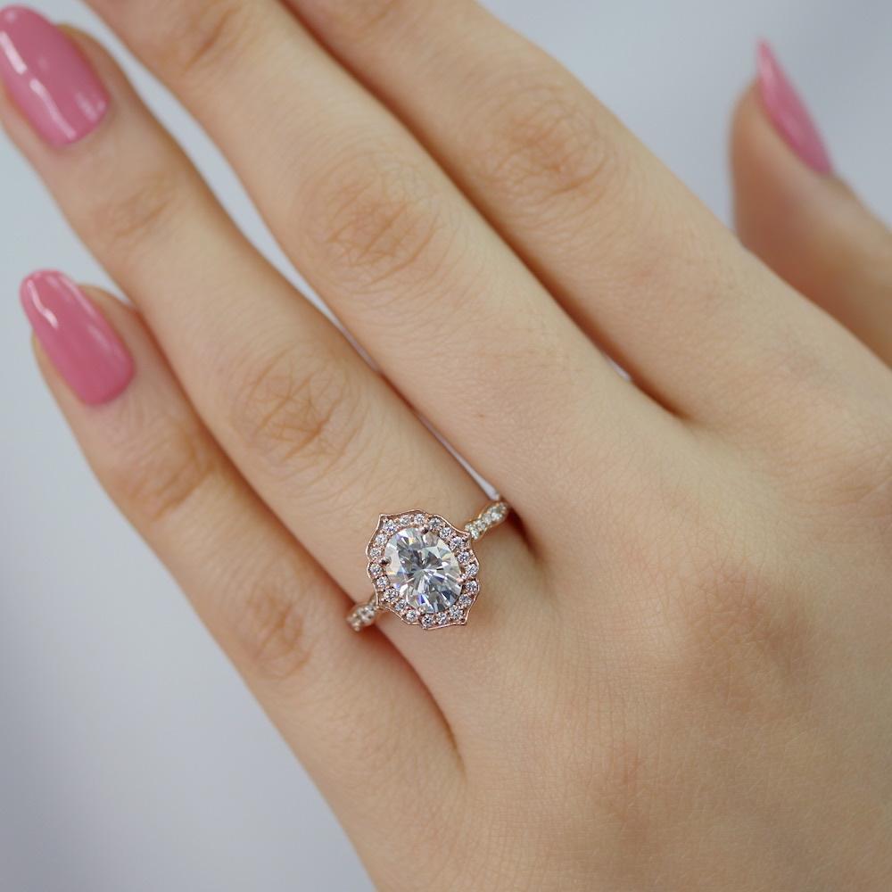 Oval Cut Moissanite Halo Ring