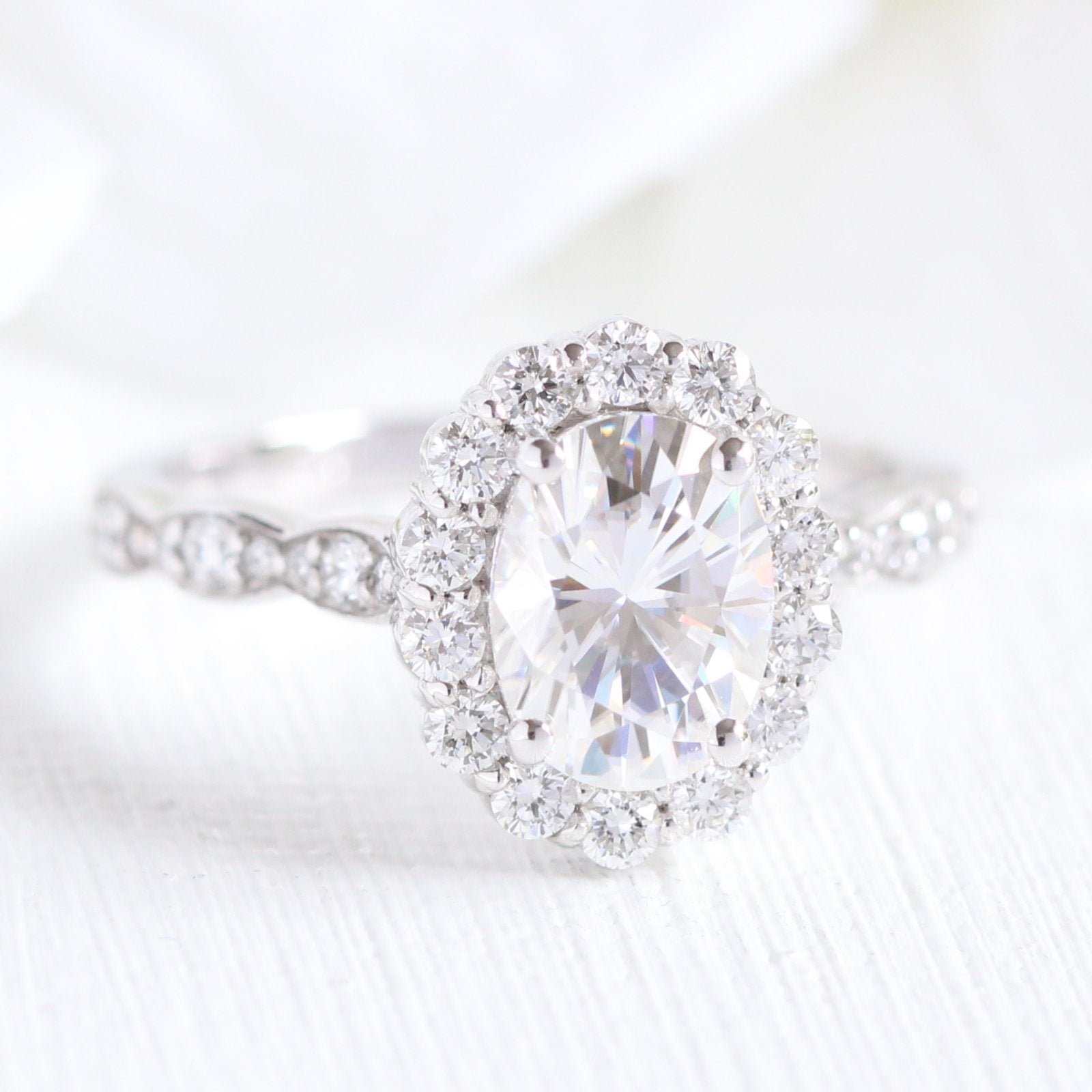 Oval Halo Ring in Solid Gold