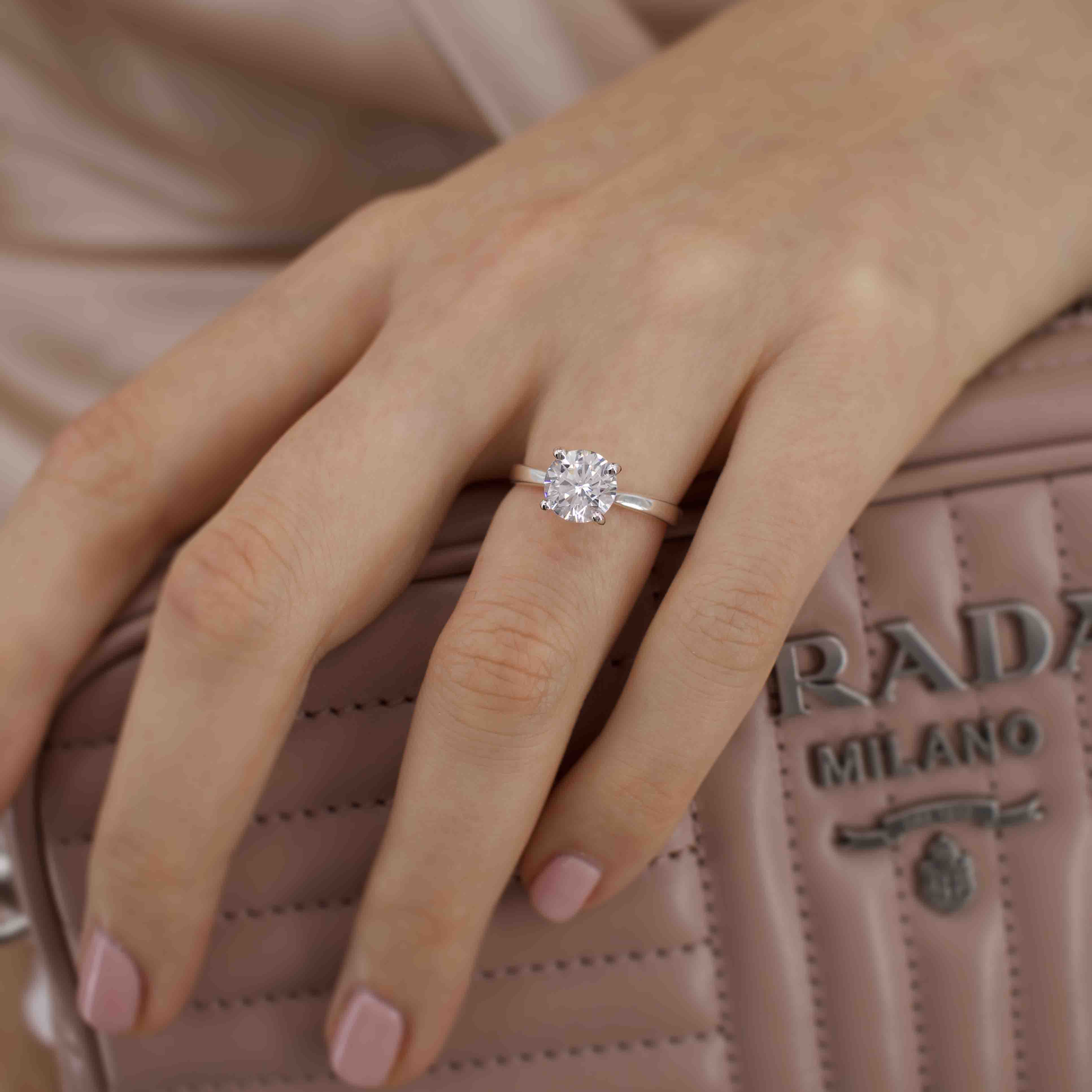 1.50 CT Round Moissanite Engagement Ring