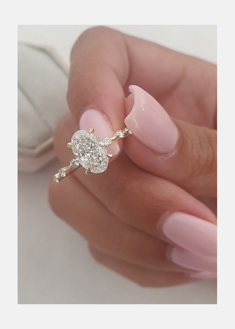 Elongated Oval Engagement Ring
