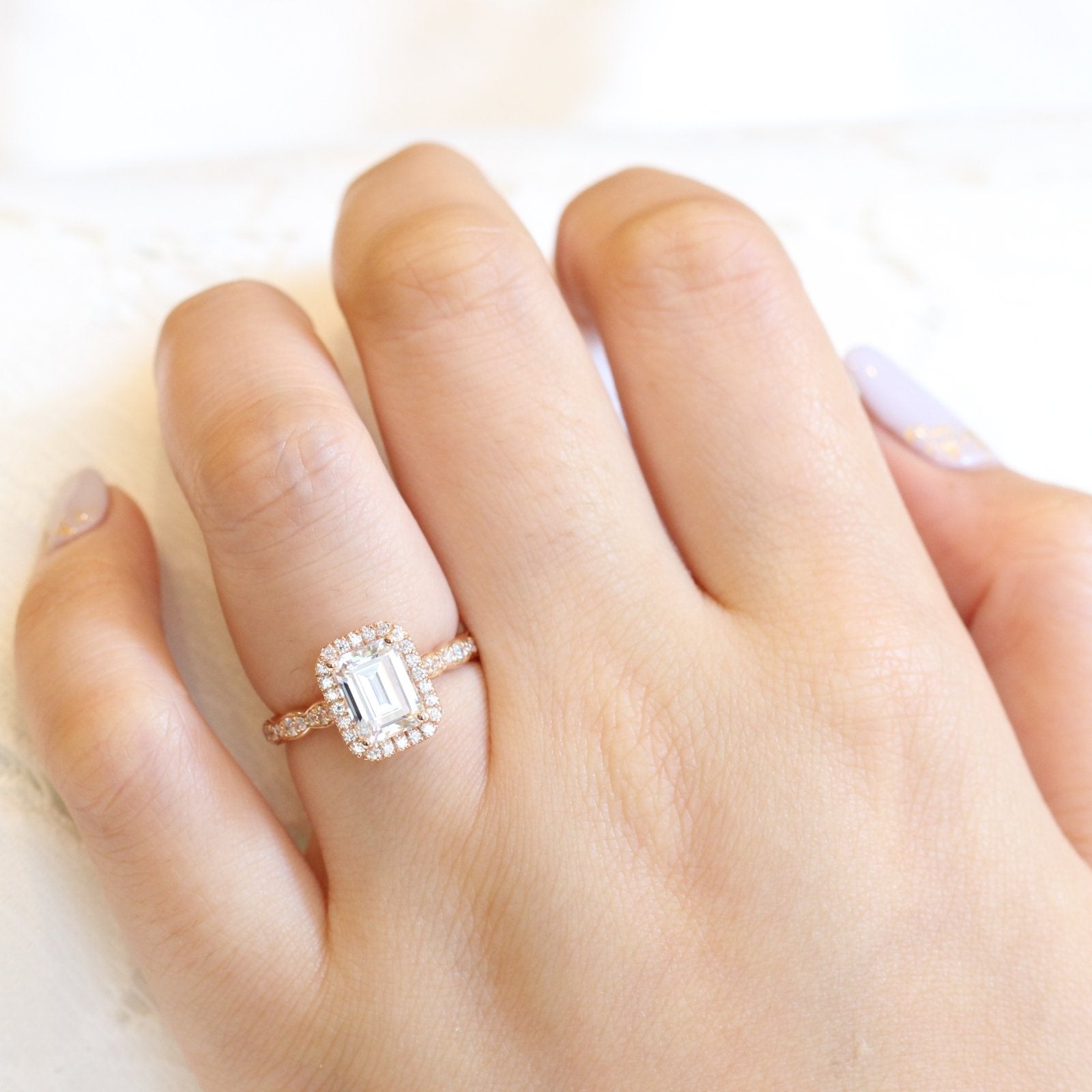 Emerald Cut Moissanite Ring