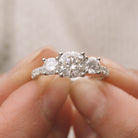 Round Three Stone Moissanite Ring