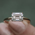 East West Moissanite Engagement Ring