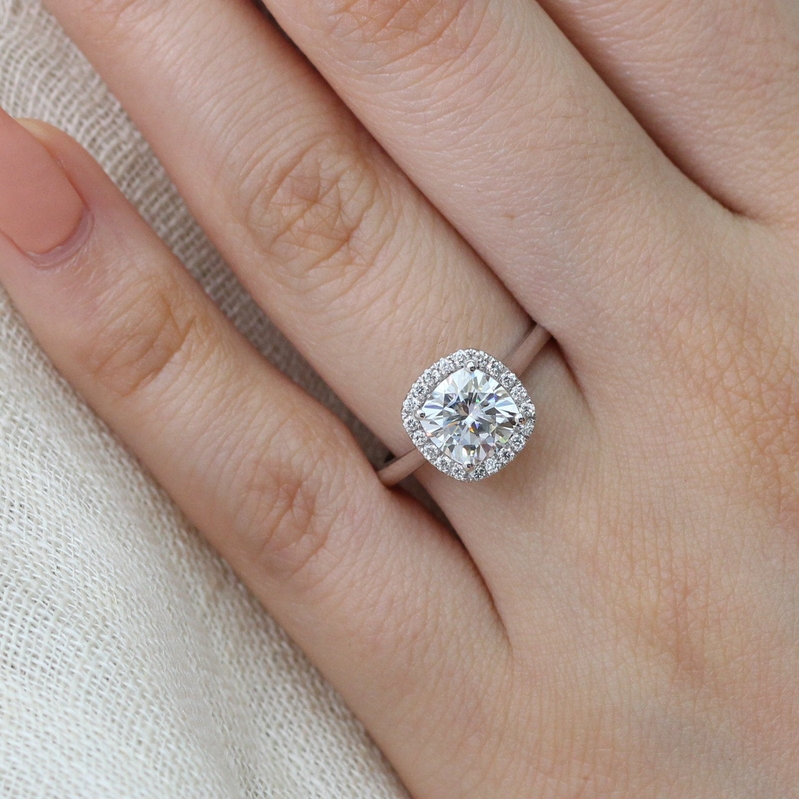Cushion Cut Moissanite Ring