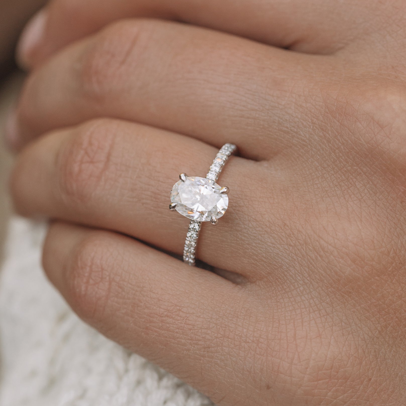 Oval Hidden Halo Moissanite Ring