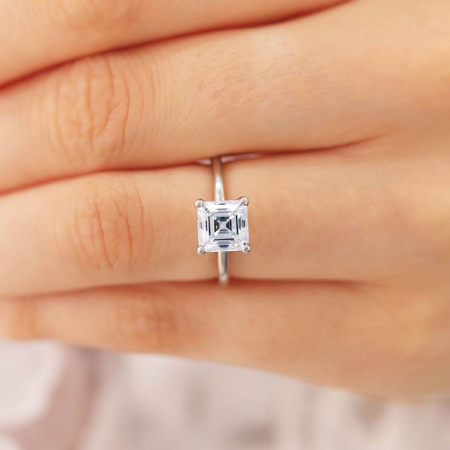 1.80 CT Asscher Moissanite Ring