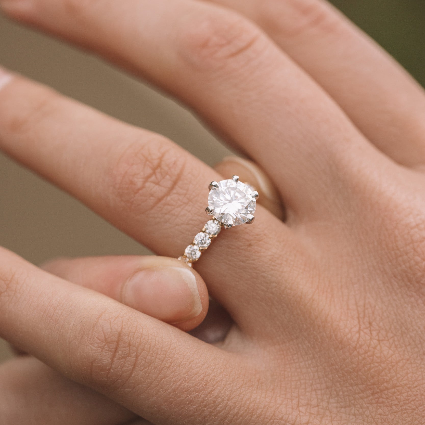 Round Moissanite Engagement Ring