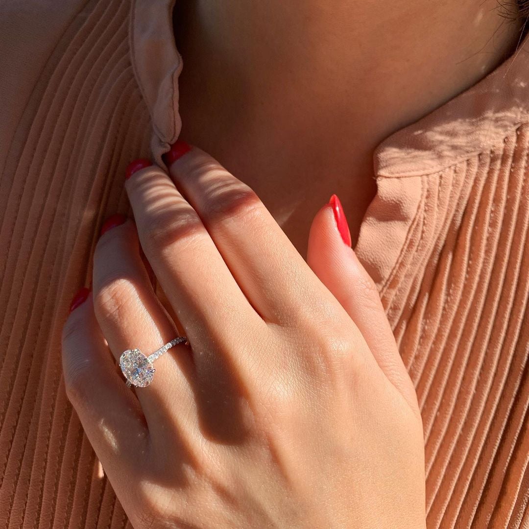 Hidden Halo Oval Ring