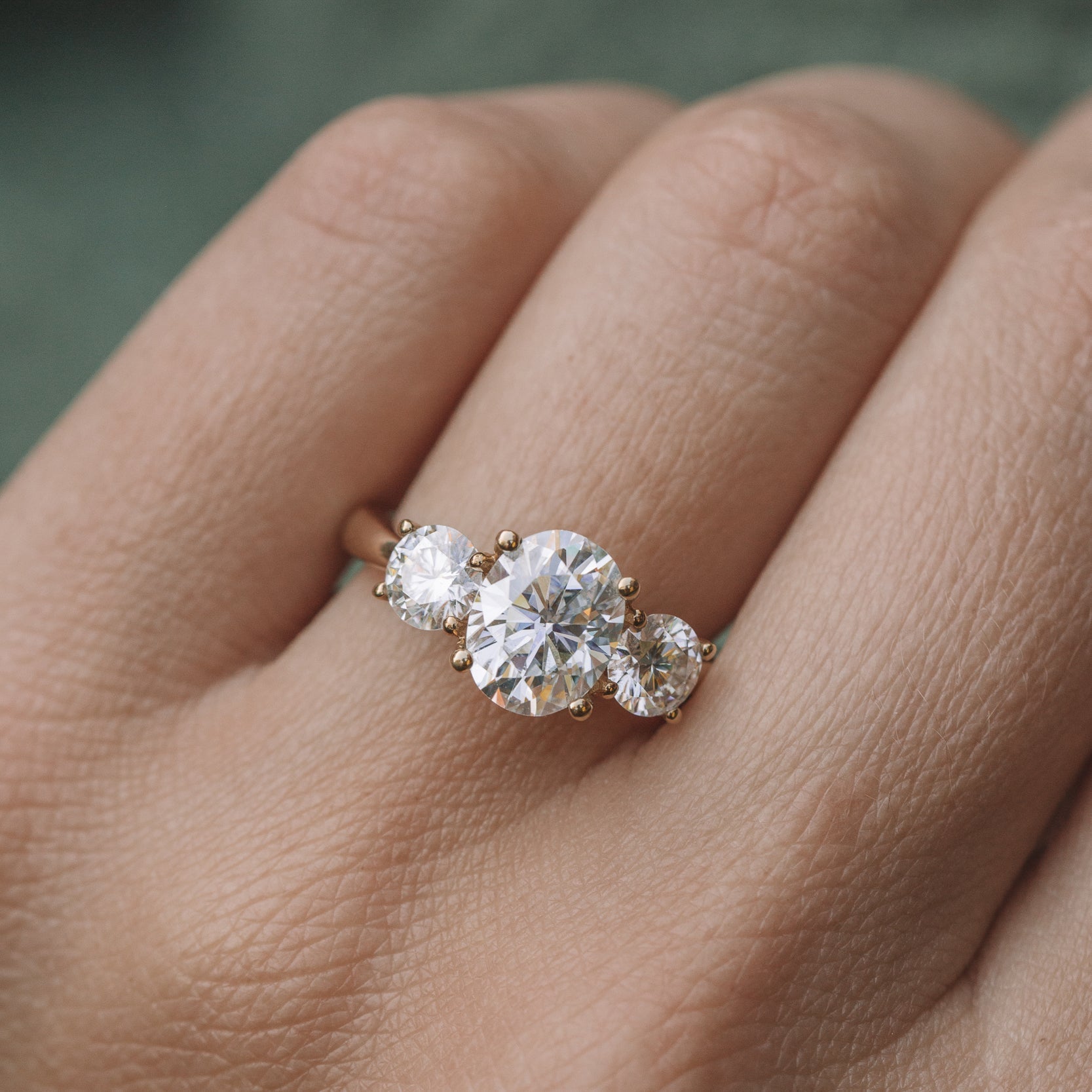Oval Three Stone Moissanite Ring