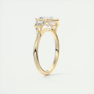 2.0CT Cathedral Set Asscher Three Stone Moissanite Diamond Engagement Ring