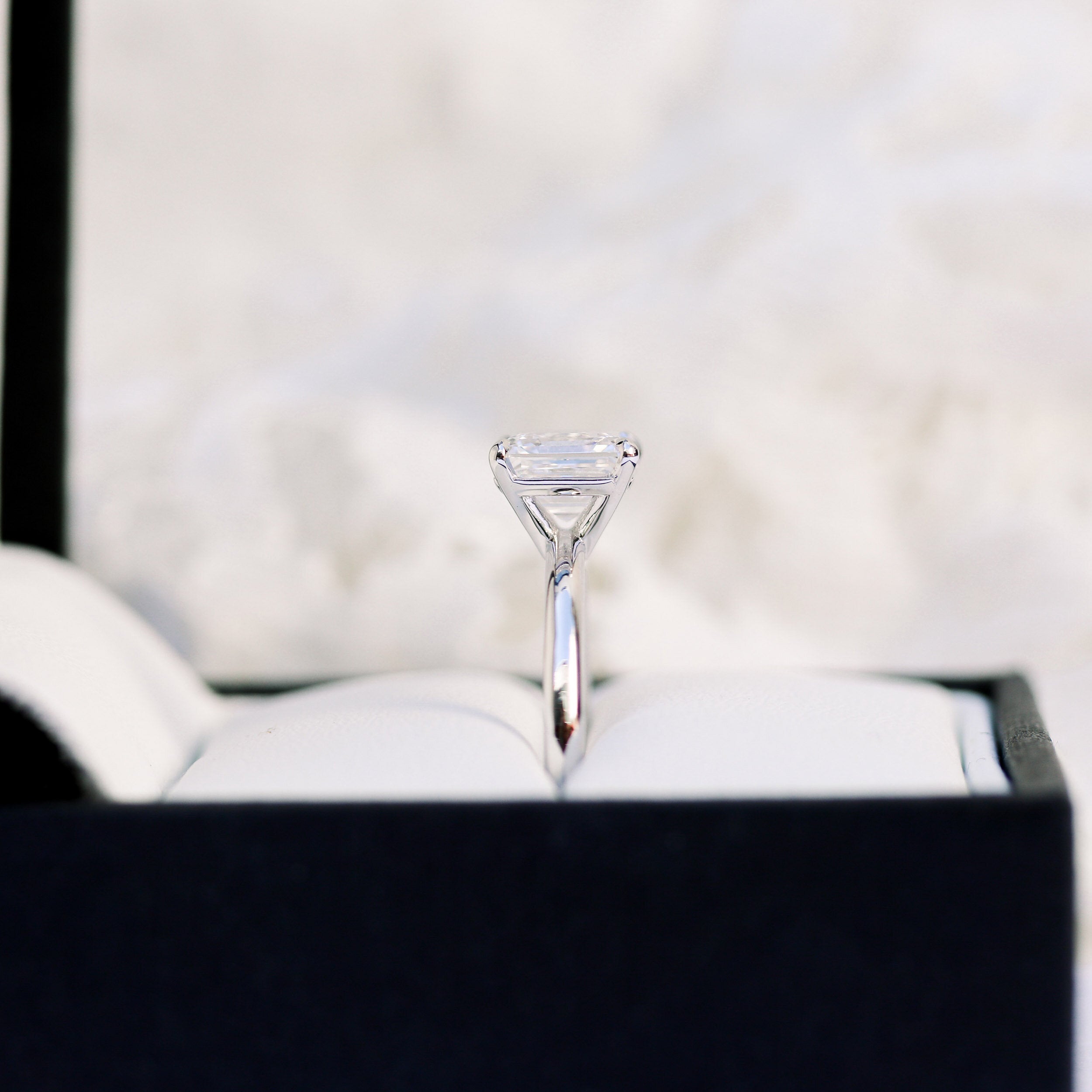 2.0ct Asscher Moissanite Diamond Solitaire Engagement Ring For Women In 14K Solid Gold