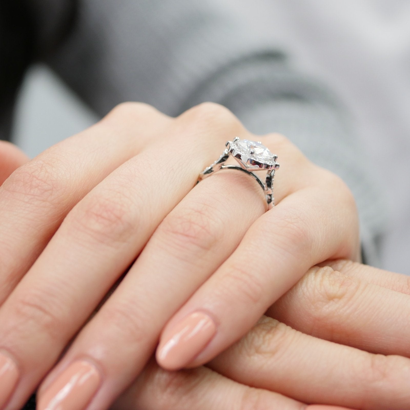 2.30CT Cushion Vintage Halo Moissanite Diamond Engagement Ring For Women