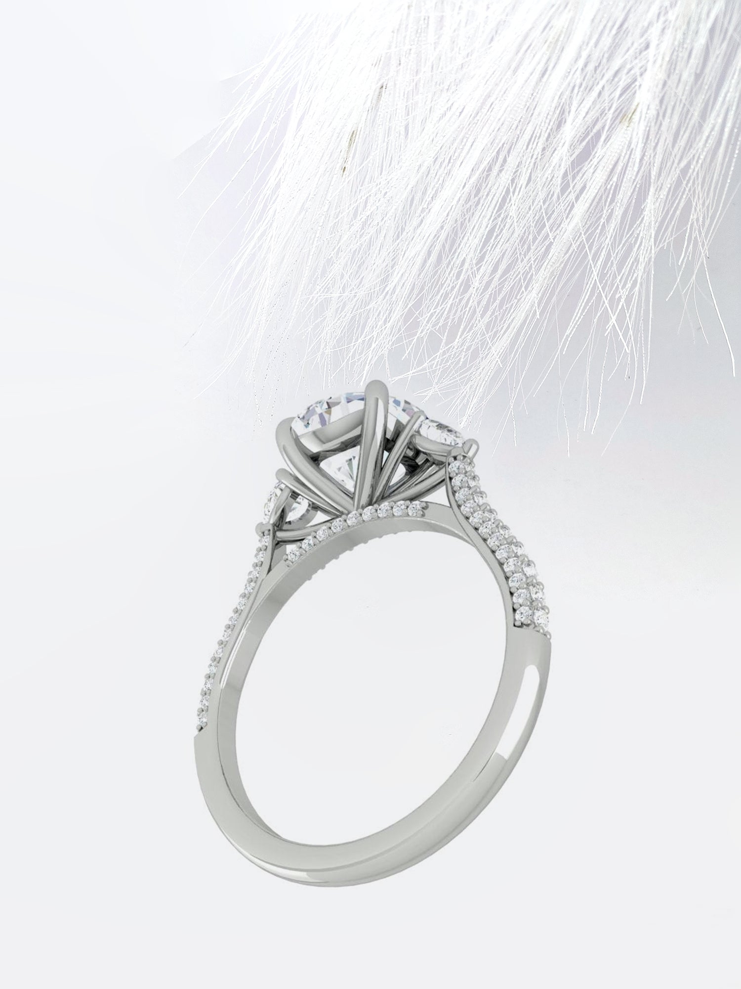 Round Cut Diamond Pave Moissanite Engagement Ring For Women