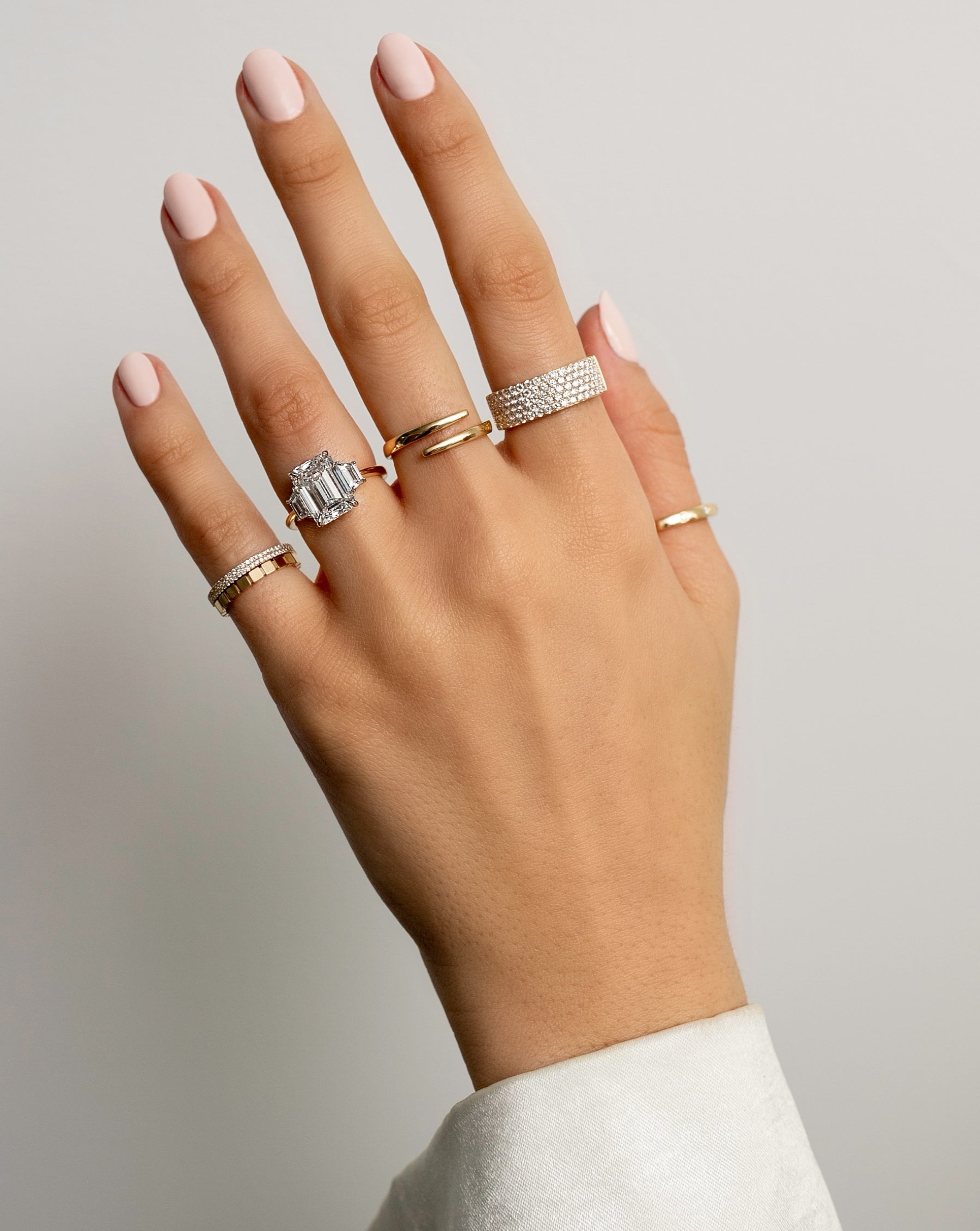 2.0mm Round Cut Moissanite Double Row Diamond Wedding Band