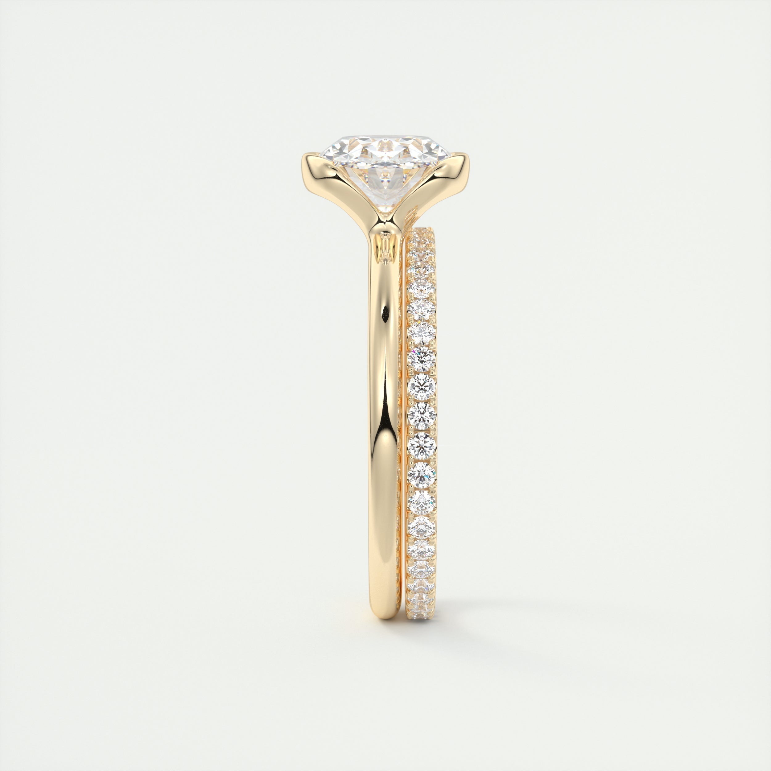 2CT East West Oval Moissanite Diamond Half Bezel Engagement Ring