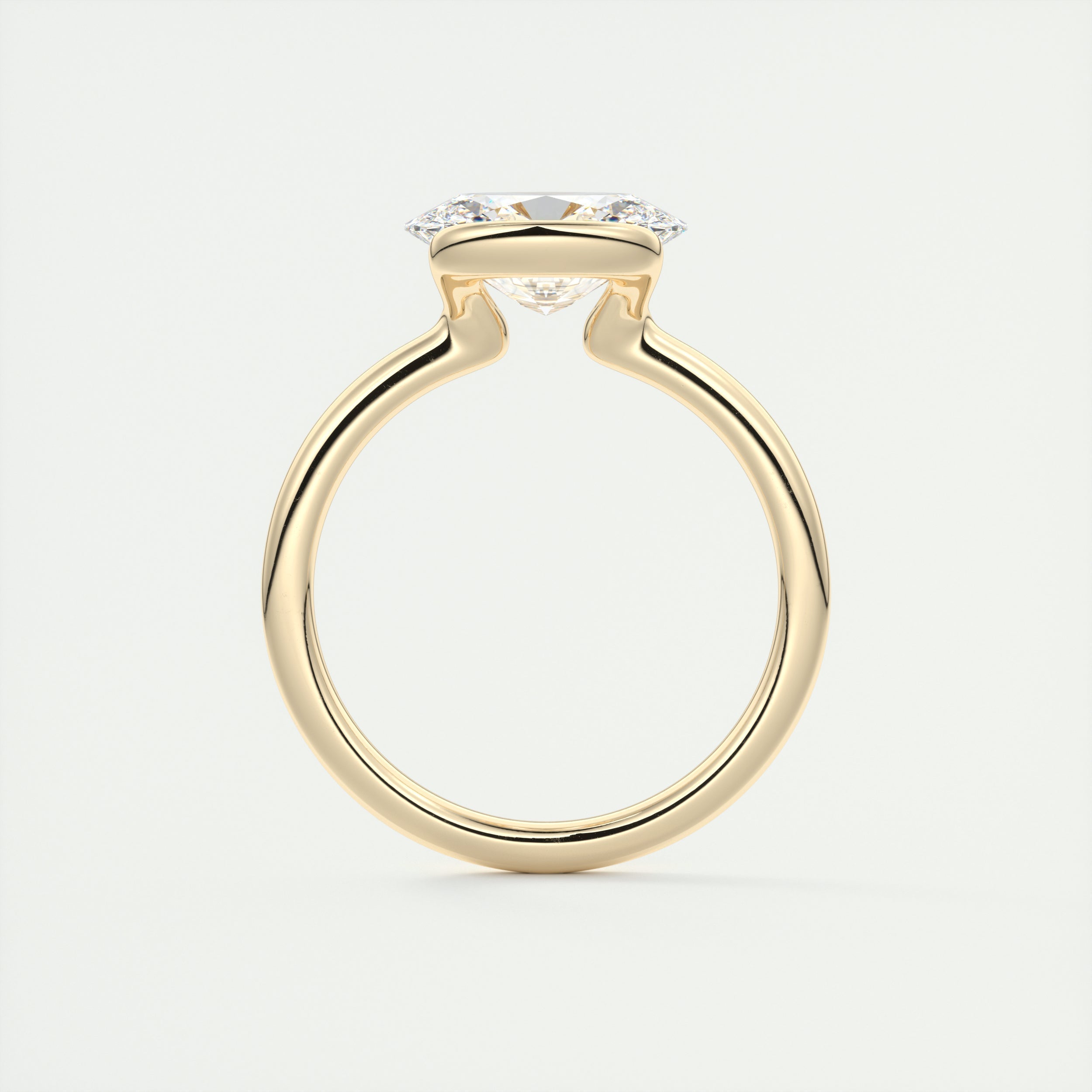 2CT East West Oval Moissanite Diamond Half Bezel Engagement Ring