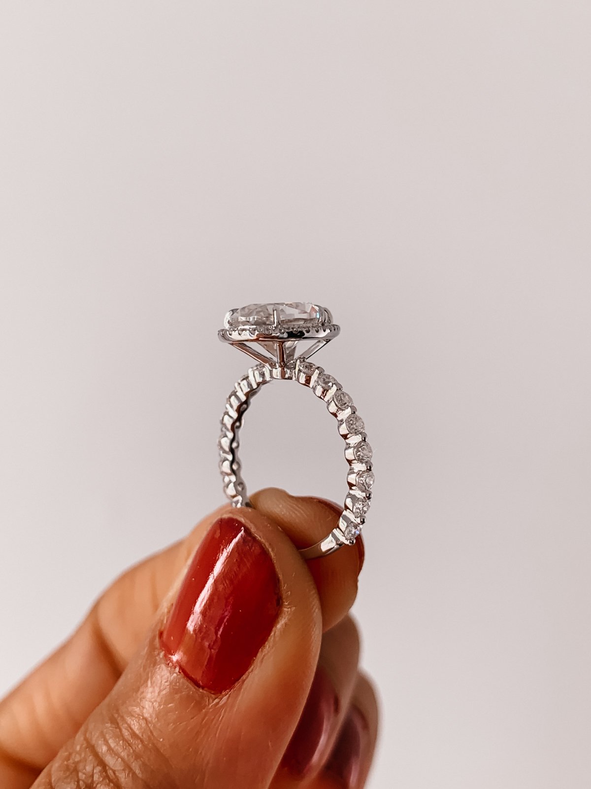 2.0CT Pear Halo Moissanite Diamond Bubble Pave Engagement Ring