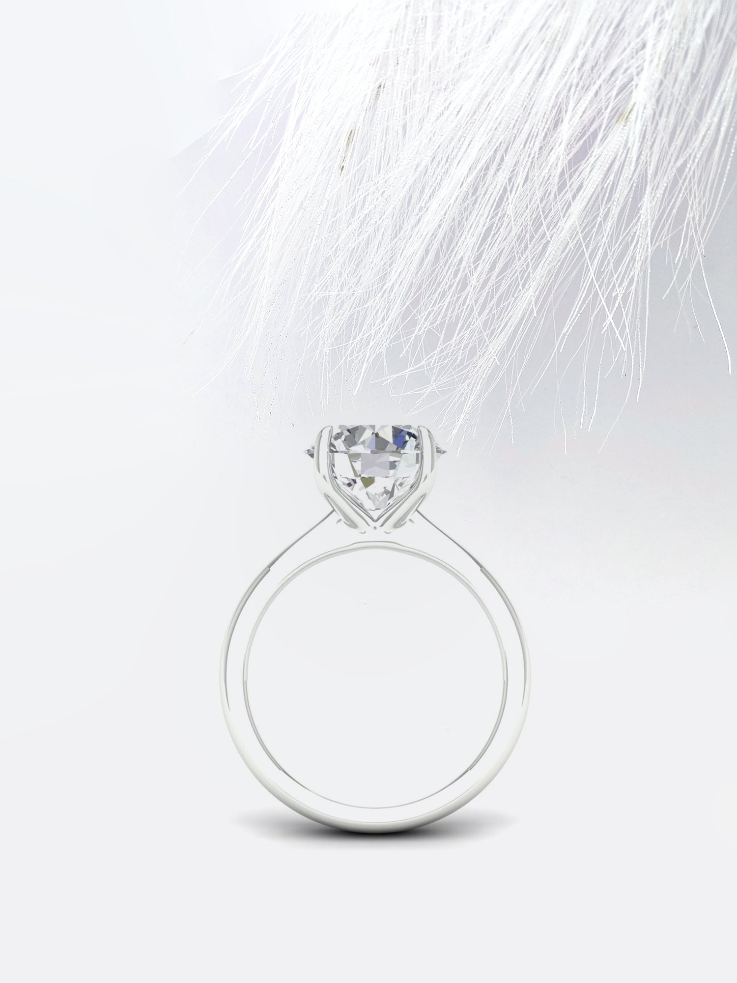 Round Cut Moissanite Cathedral Diamond Engagement Ring For Women