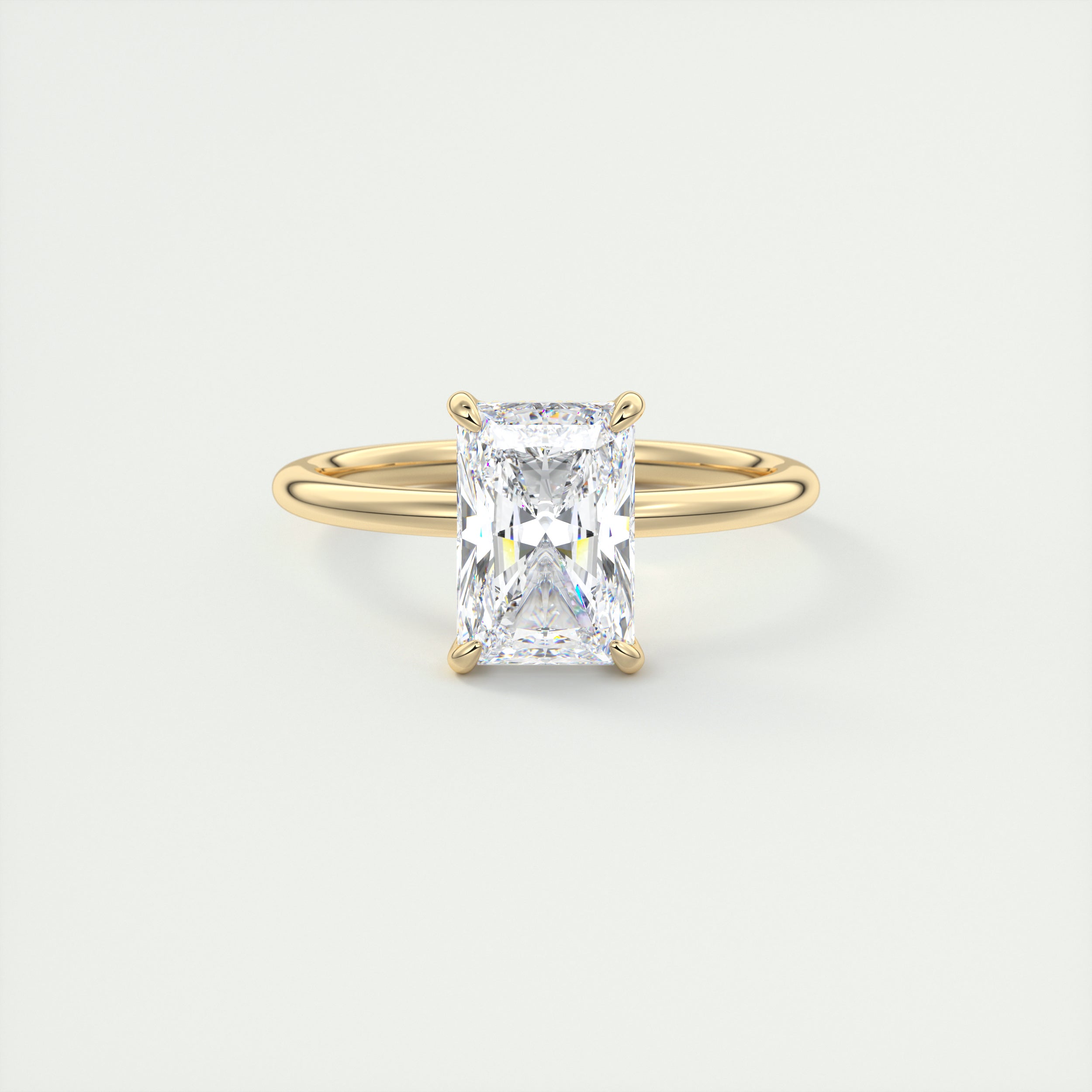 2CT Radiant Hidden Halo Moissanite Diamond Solitaire Engagement Ring