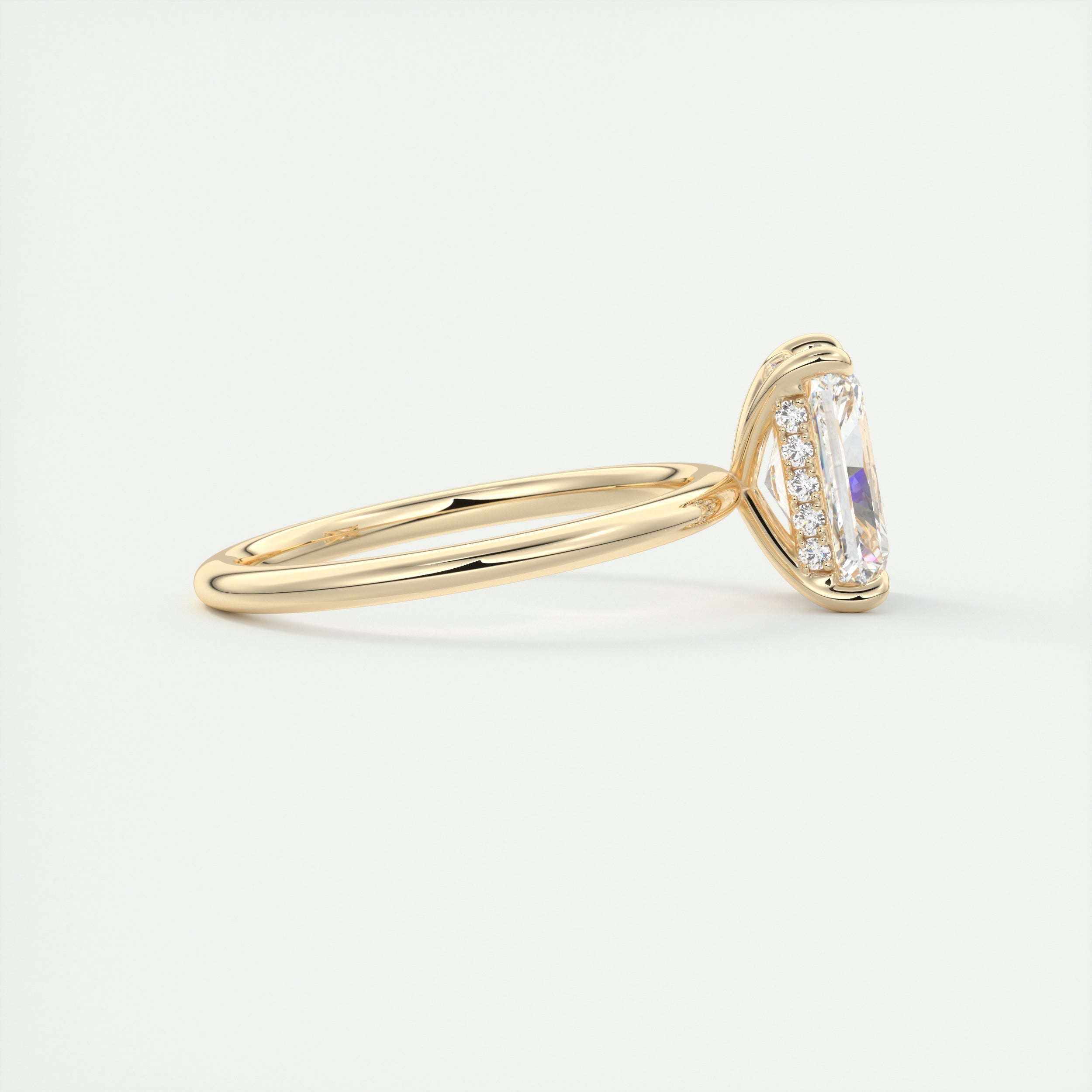 2CT Radiant Hidden Halo Moissanite Diamond Solitaire Engagement Ring