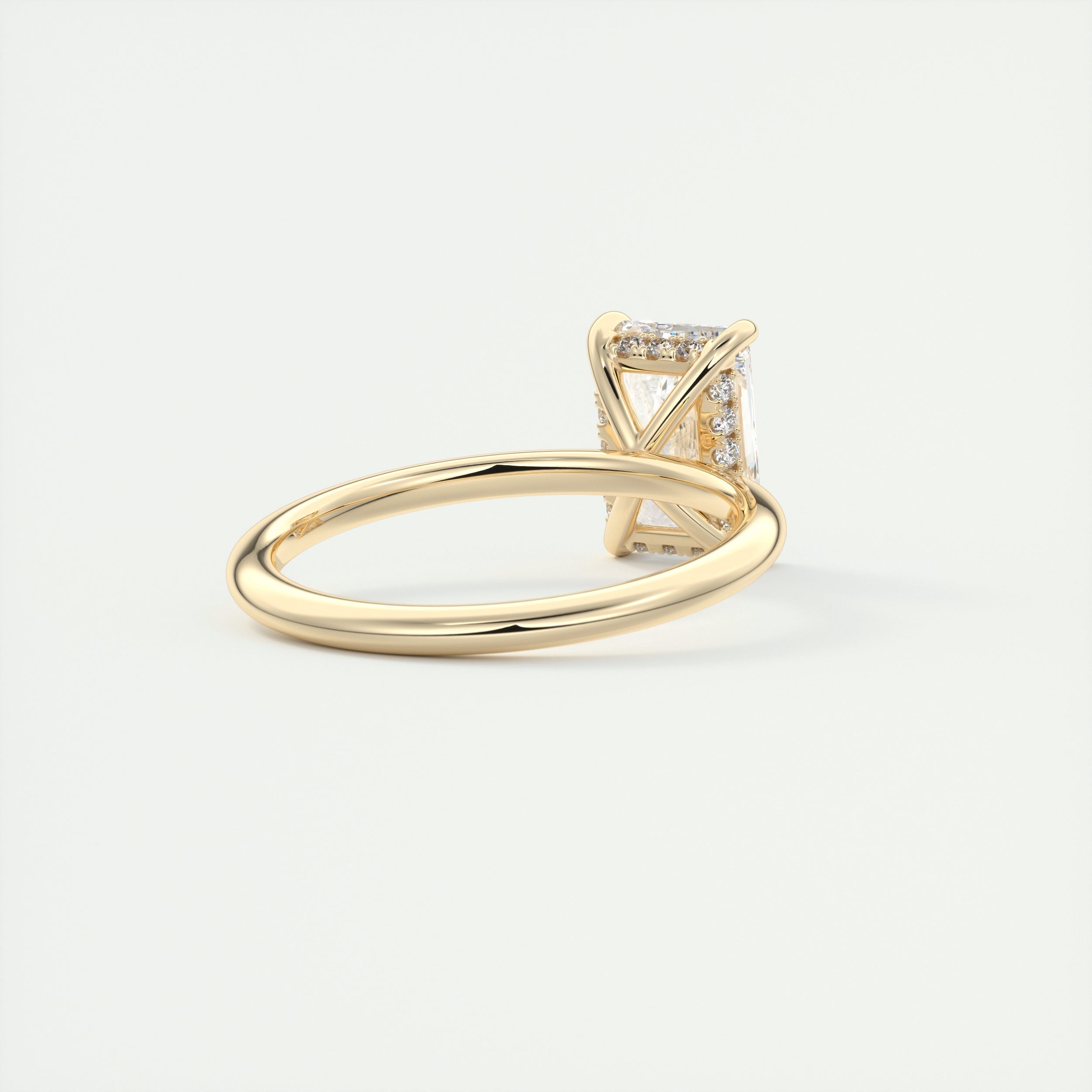 2CT Radiant Hidden Halo Moissanite Diamond Solitaire Engagement Ring