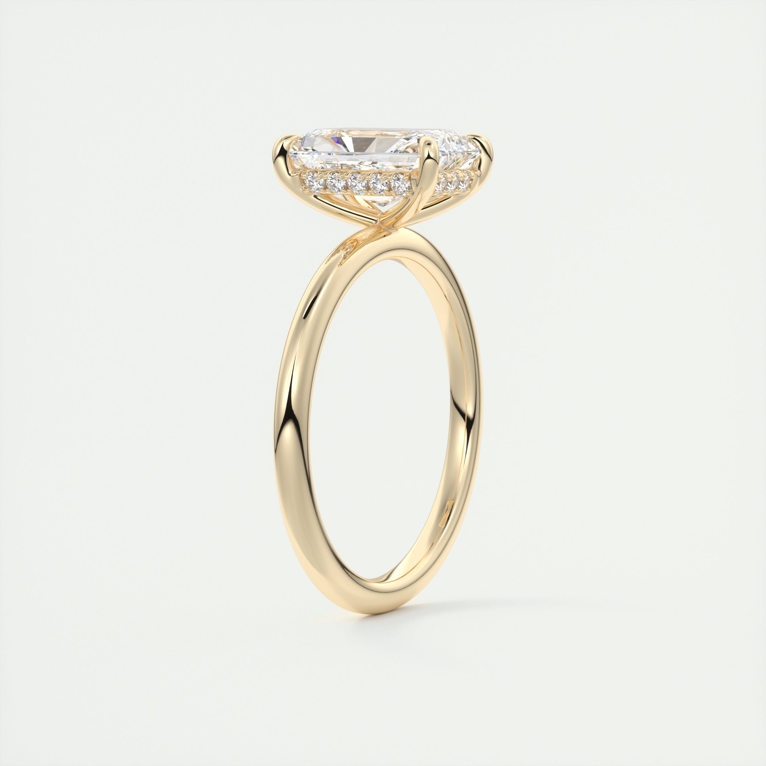 2CT Radiant Hidden Halo Moissanite Diamond Solitaire Engagement Ring