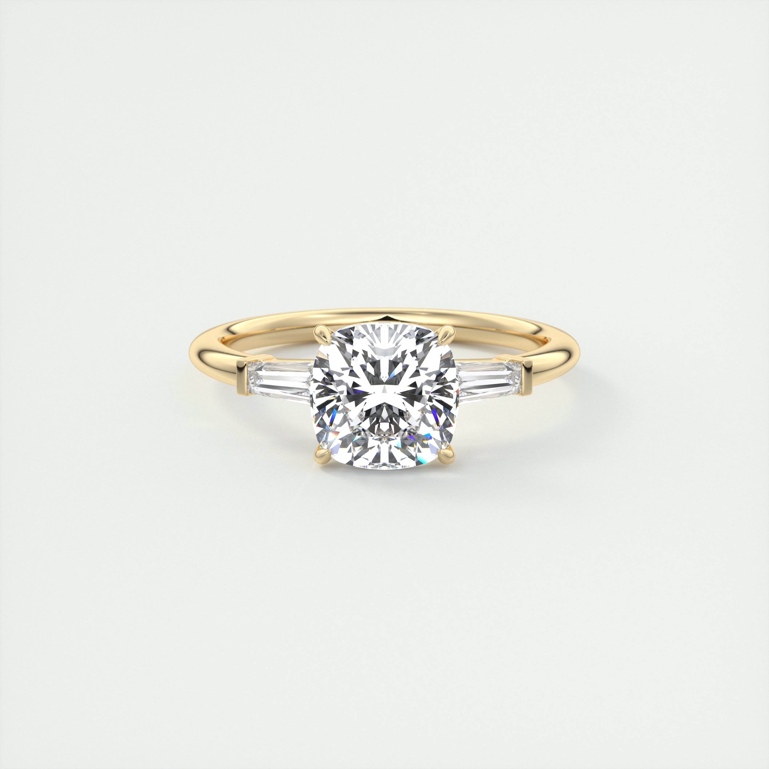 2.0CT Three Stone Cushion Moissanite Diamond Solitaire Engagement Ring