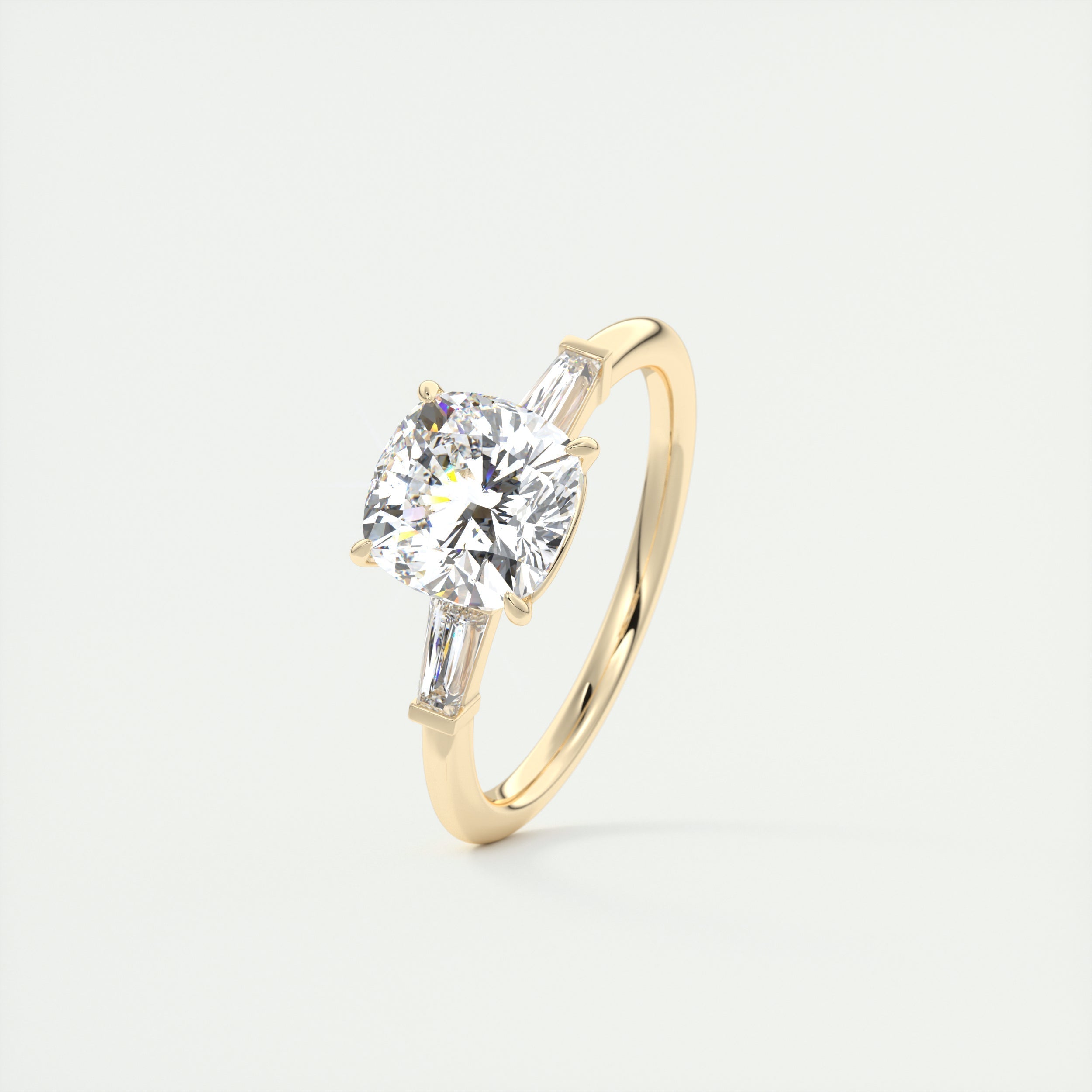 2.0CT Three Stone Cushion Moissanite Diamond Solitaire Engagement Ring