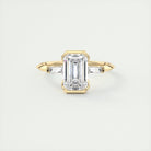 2.0CT Three Stone Emerald Cut Half Bezel Moissanite Diamond Engagement Ring