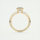 2.0CT Three Stone Emerald Cut Half Bezel Moissanite Diamond Engagement Ring