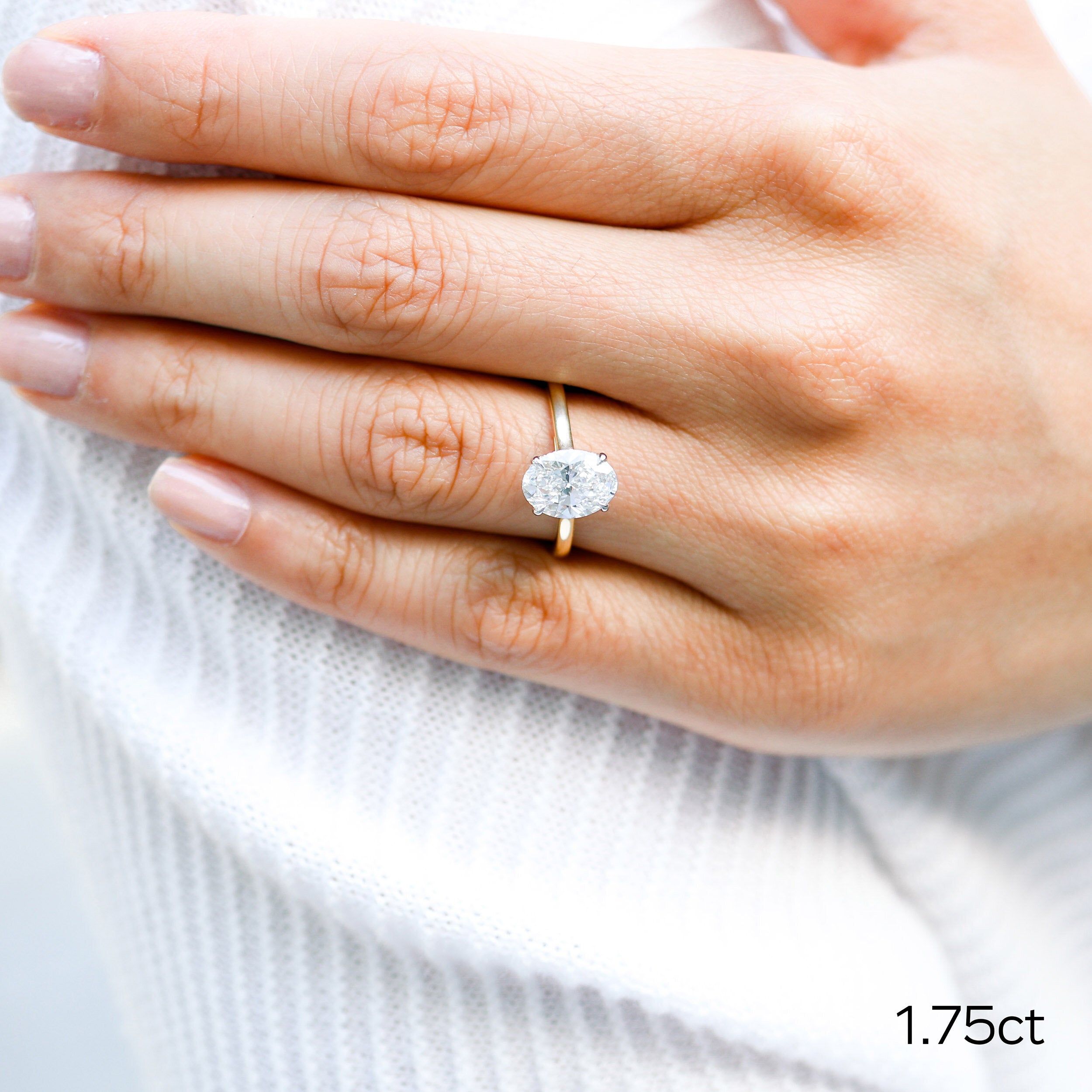 1.75ct Oval Cathedral Set Moissanite Diamond Solitaire Engagement Ring