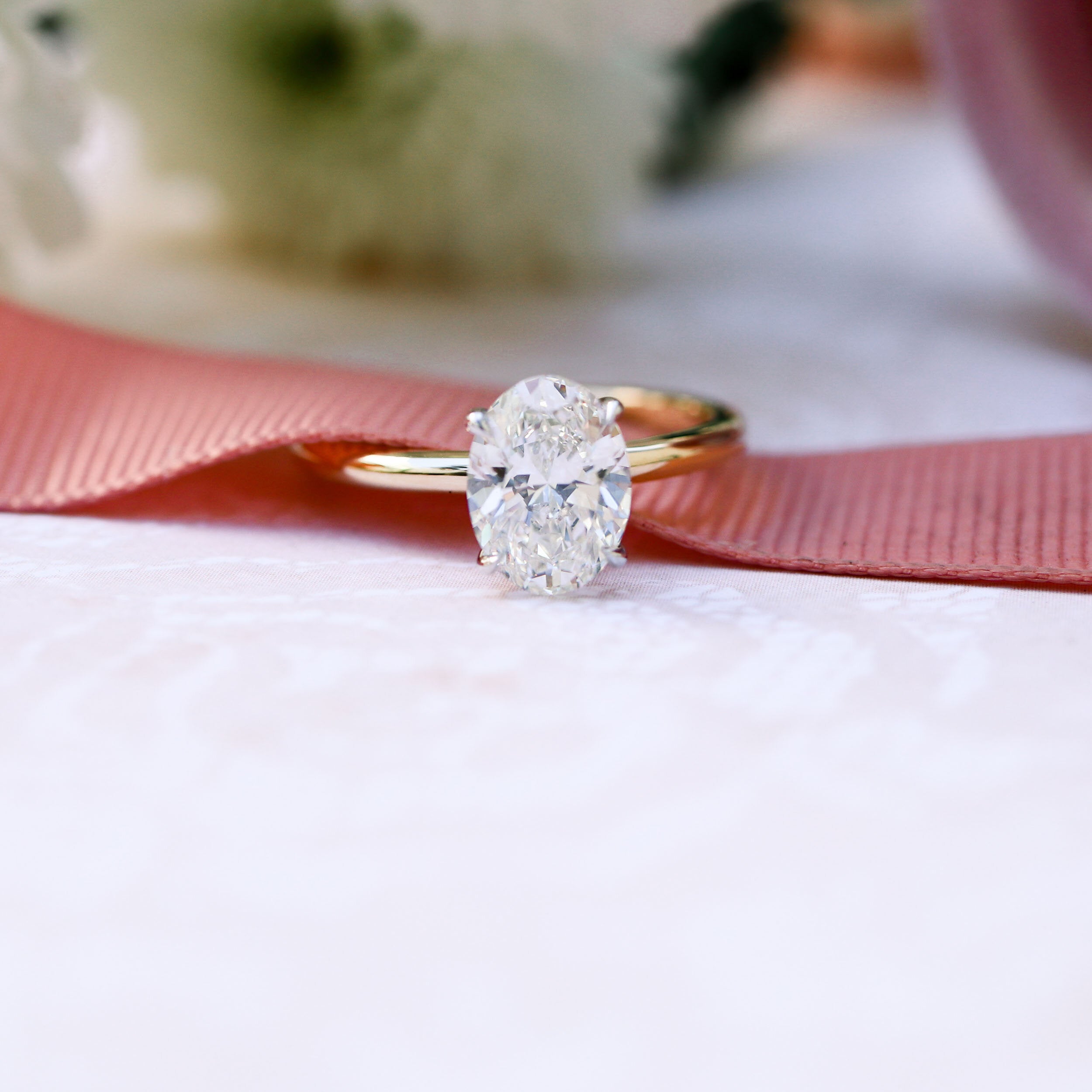 2.0ct Oval Four Prong Moissanite Diamond Solitaire Engagement Ring For Women