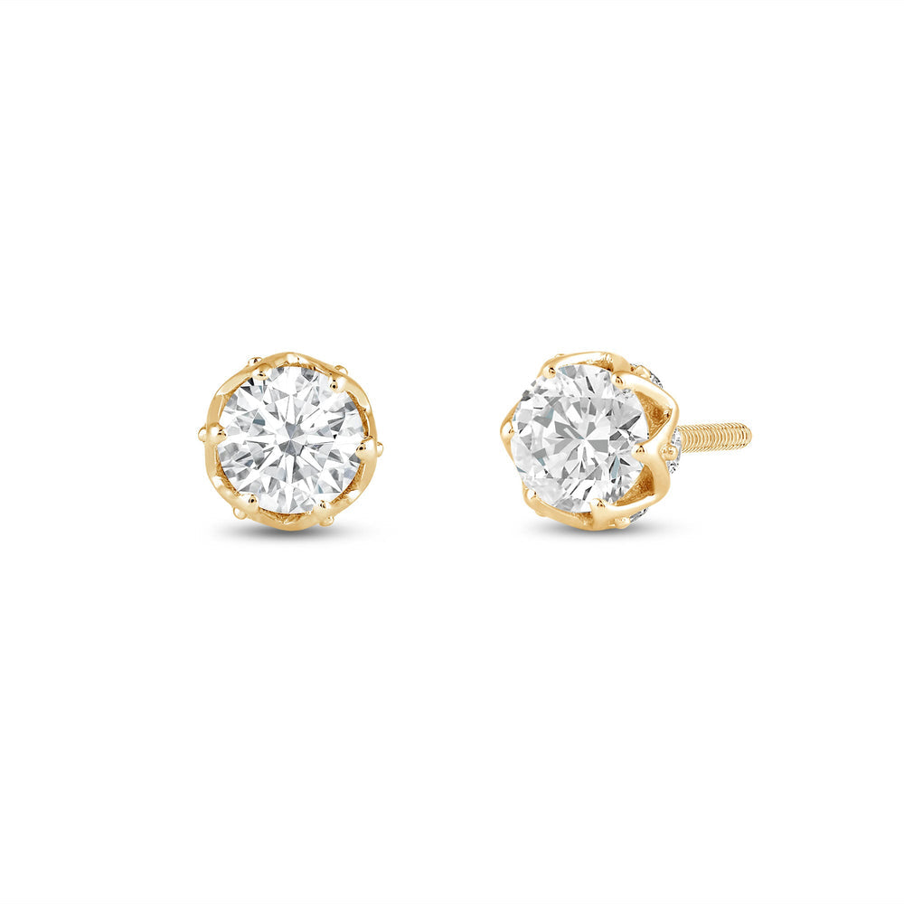 Round Cut Moissanite Vintage Diamond Stud Earrings for Her