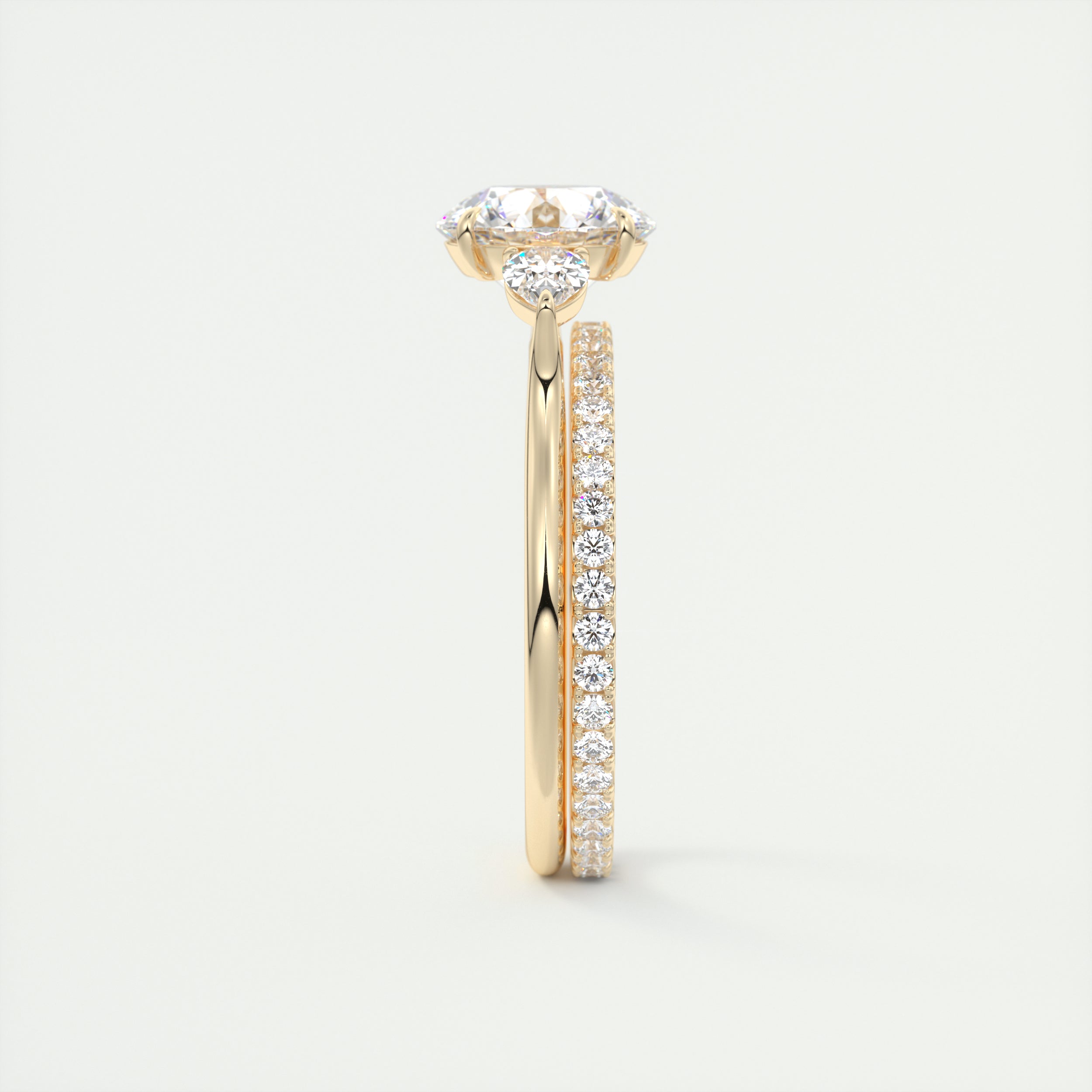 2CT Three Stone Round Moissanite Diamond Engagement Ring For Women In 14K Yellow Gold