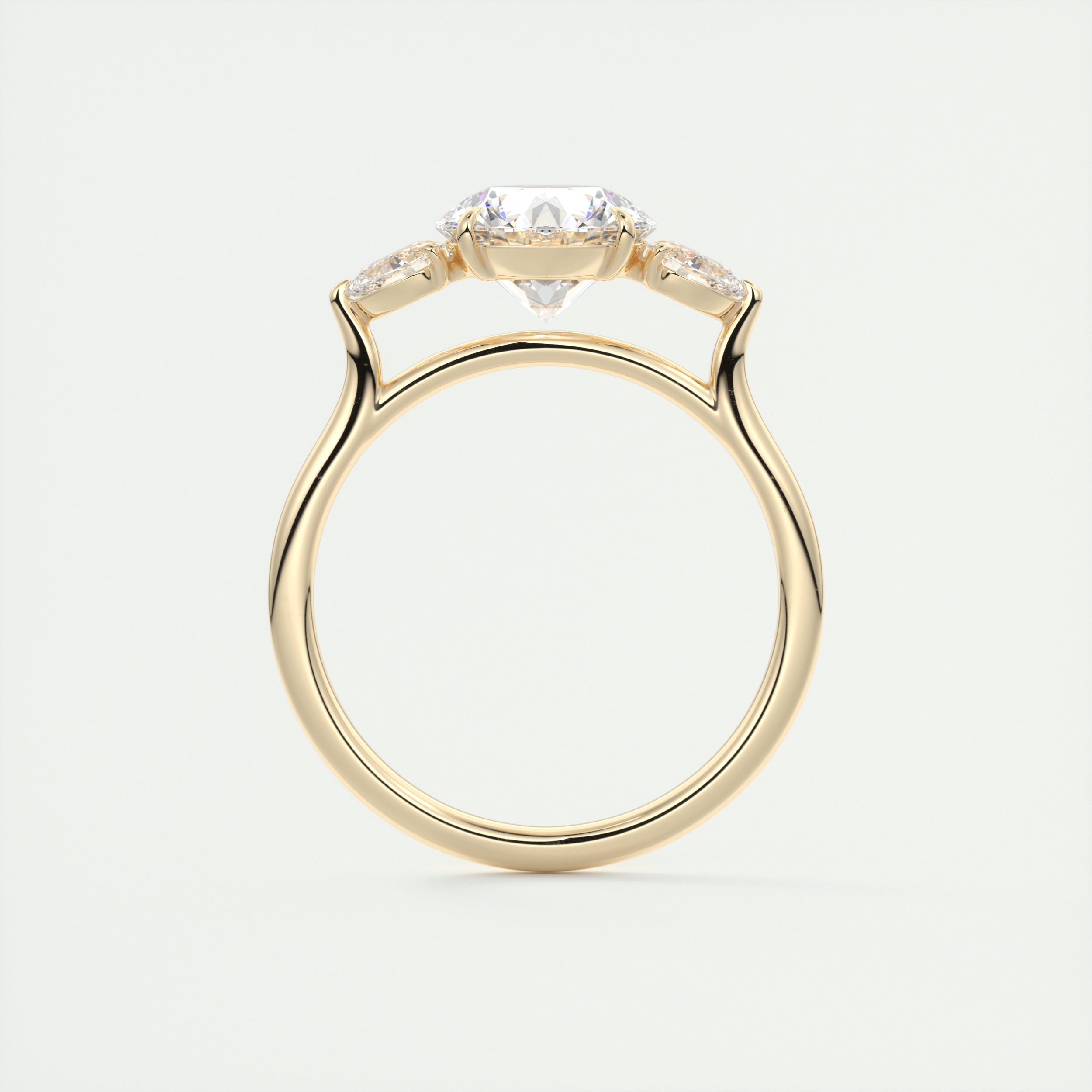 2CT Three Stone Round Moissanite Diamond Engagement Ring For Women In 14K Yellow Gold