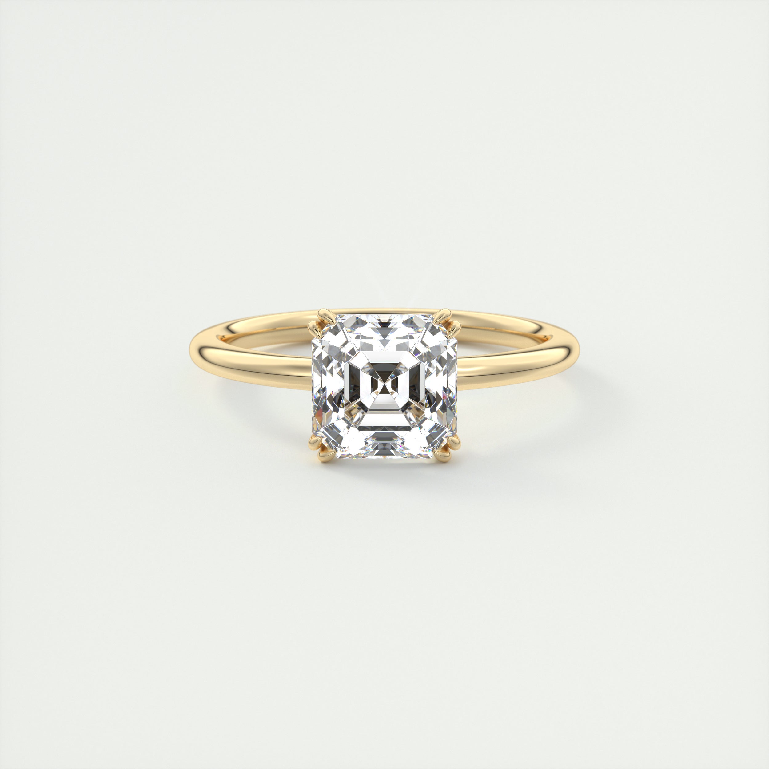 2CT Asscher Double Claw Prong Moissanite Diamond Solitaire Engagement Ring