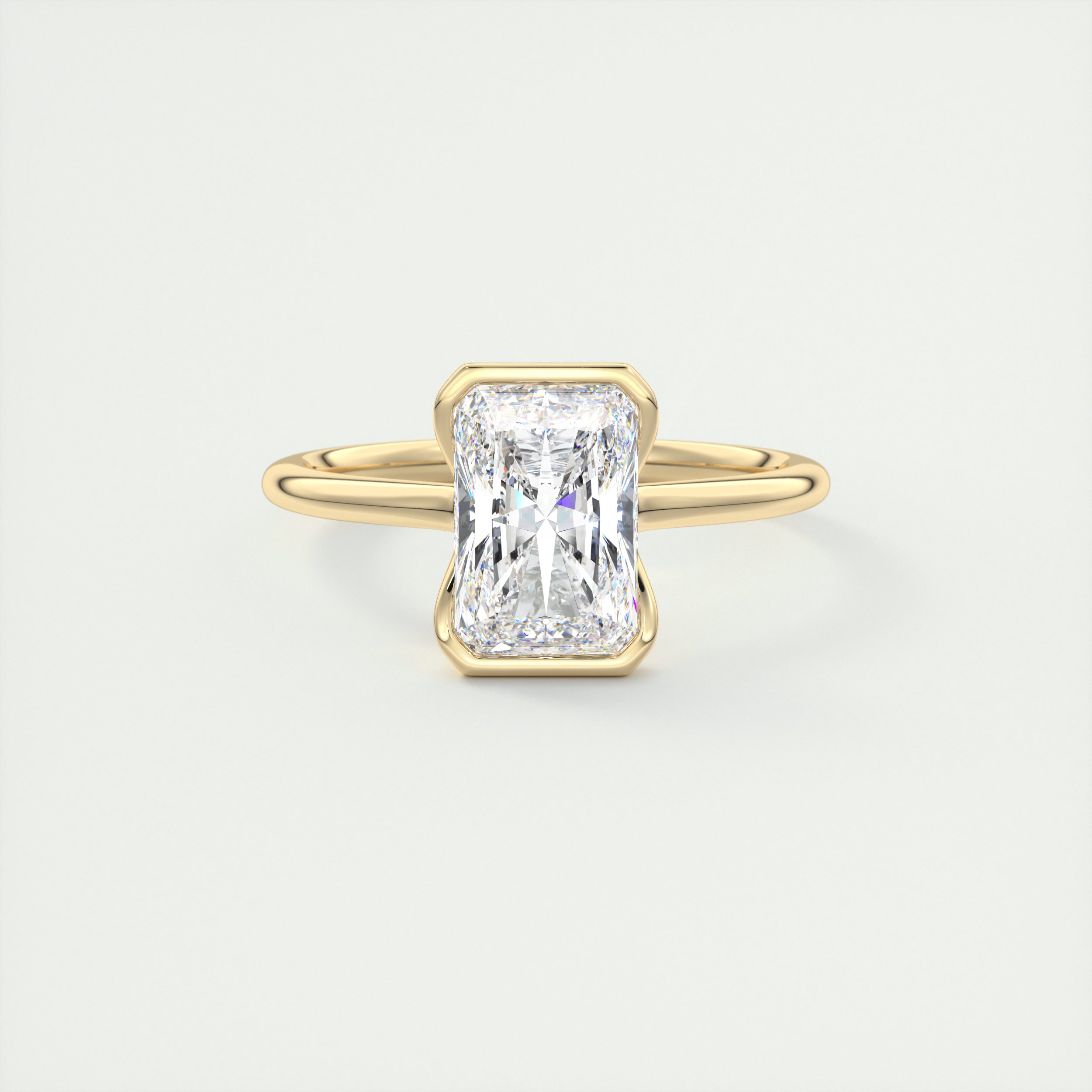 2CT Half Bezel Set Radiant Moissanite Diamond Open Engagement Ring