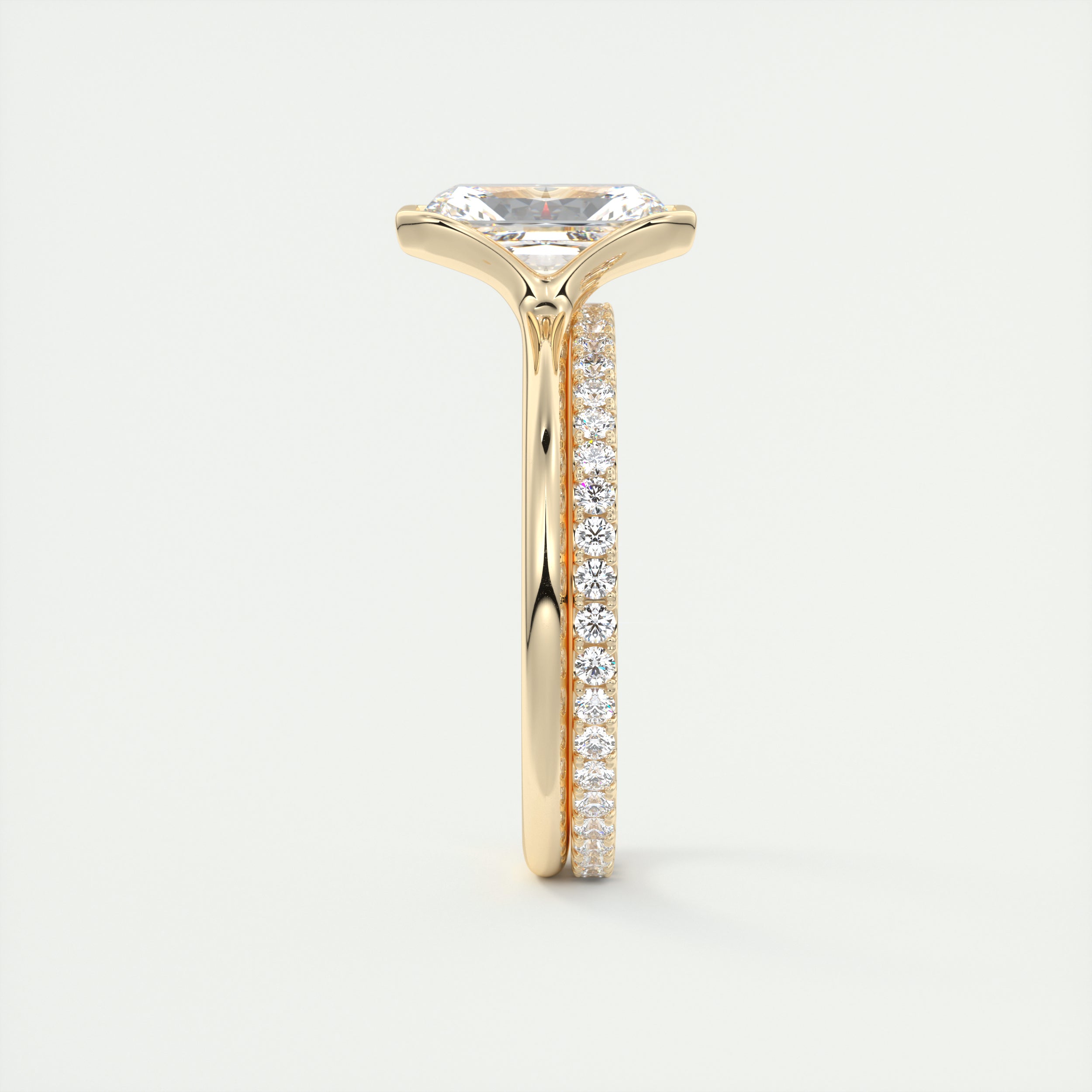 2CT Half Bezel Set Radiant Moissanite Diamond Open Engagement Ring