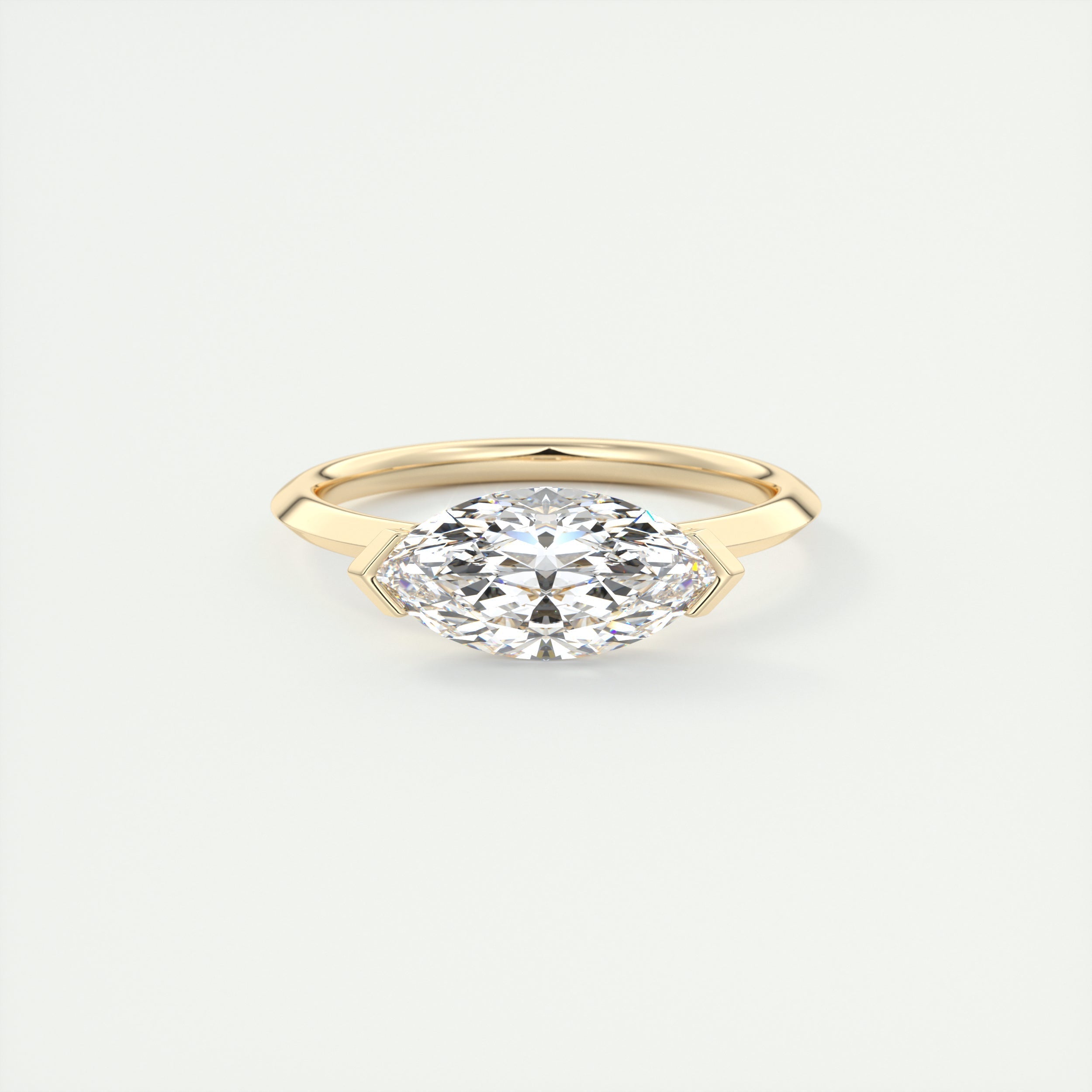 2CT East West Marquise Open Moissanite Diamond Engagement Ring