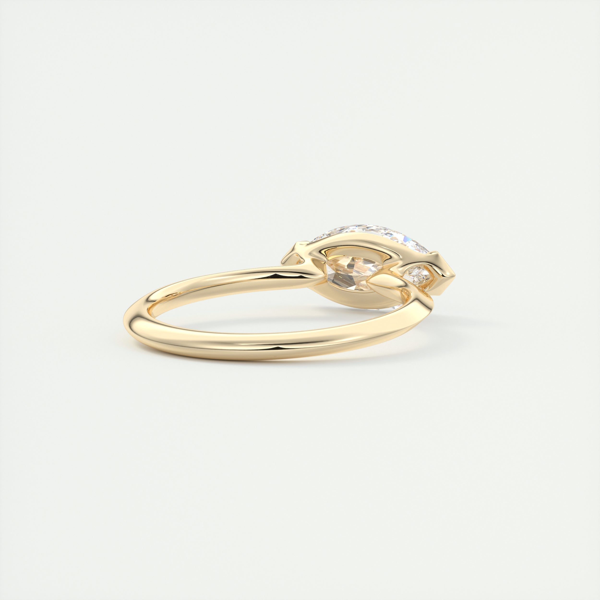 2CT East West Marquise Open Moissanite Diamond Engagement Ring