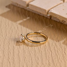 horizontal pear engagement ring moissanite