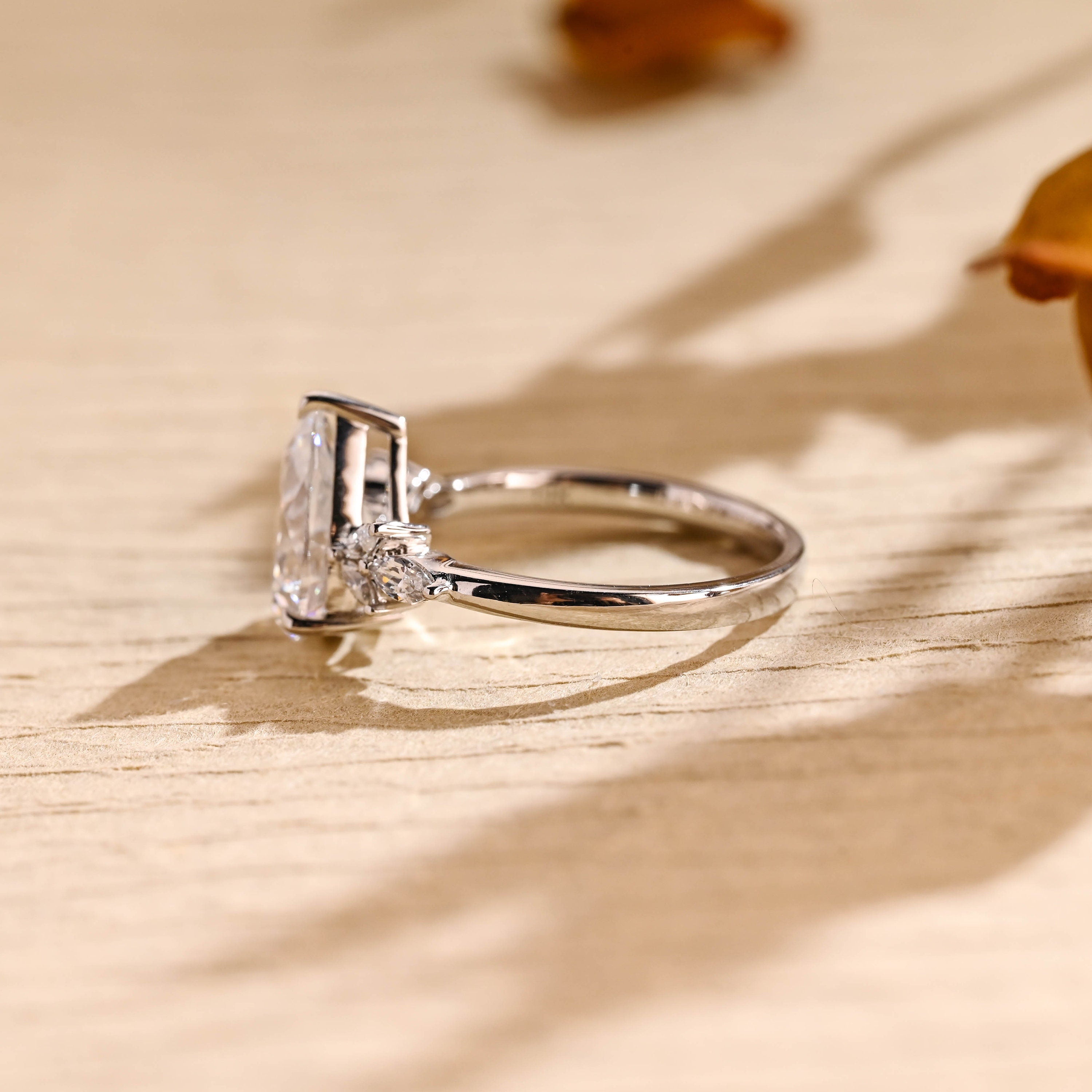 luxury pear cluster moissanite engagement ring